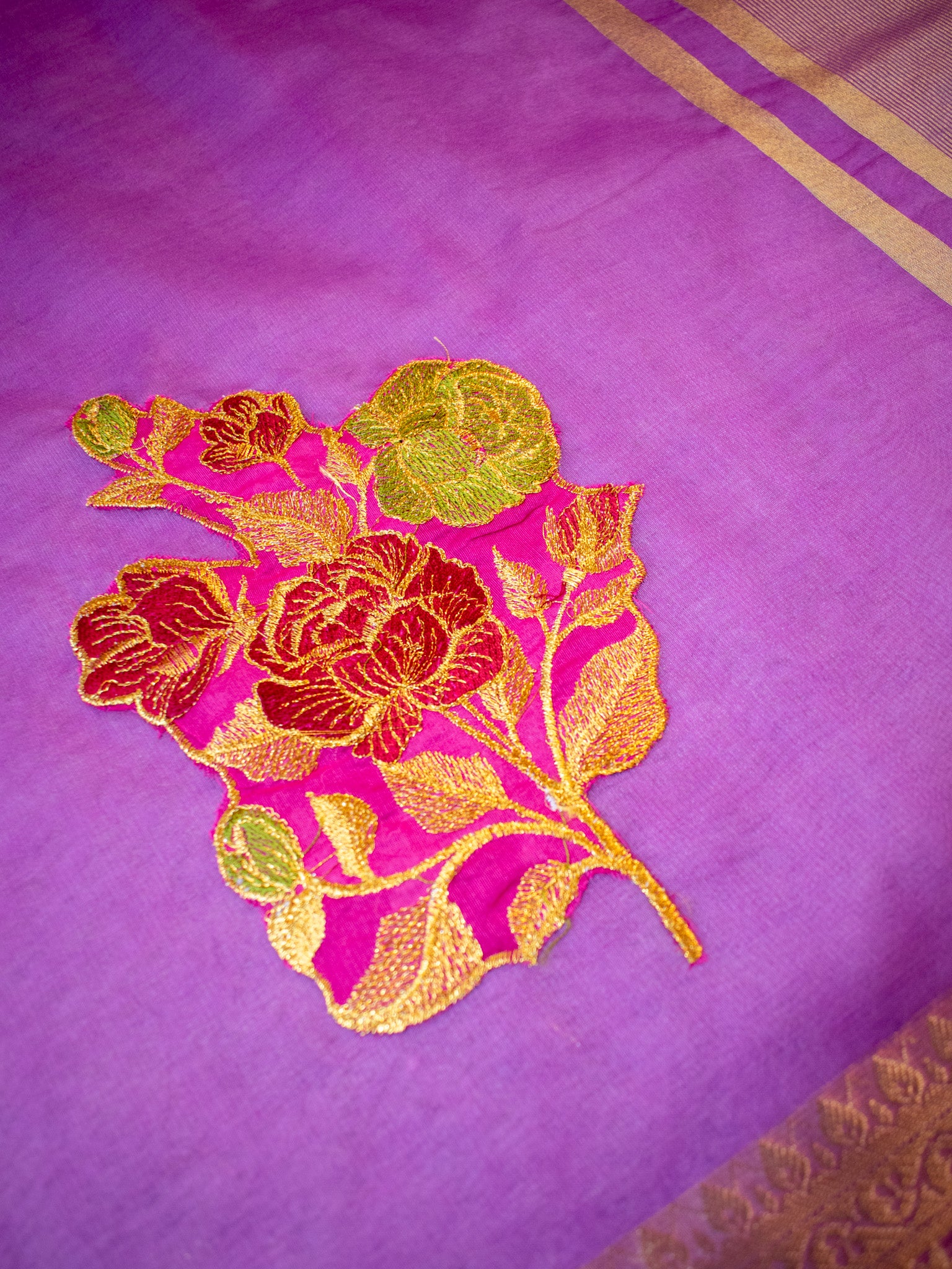Banarasi Organza Saree With Zari Border-Lavender
