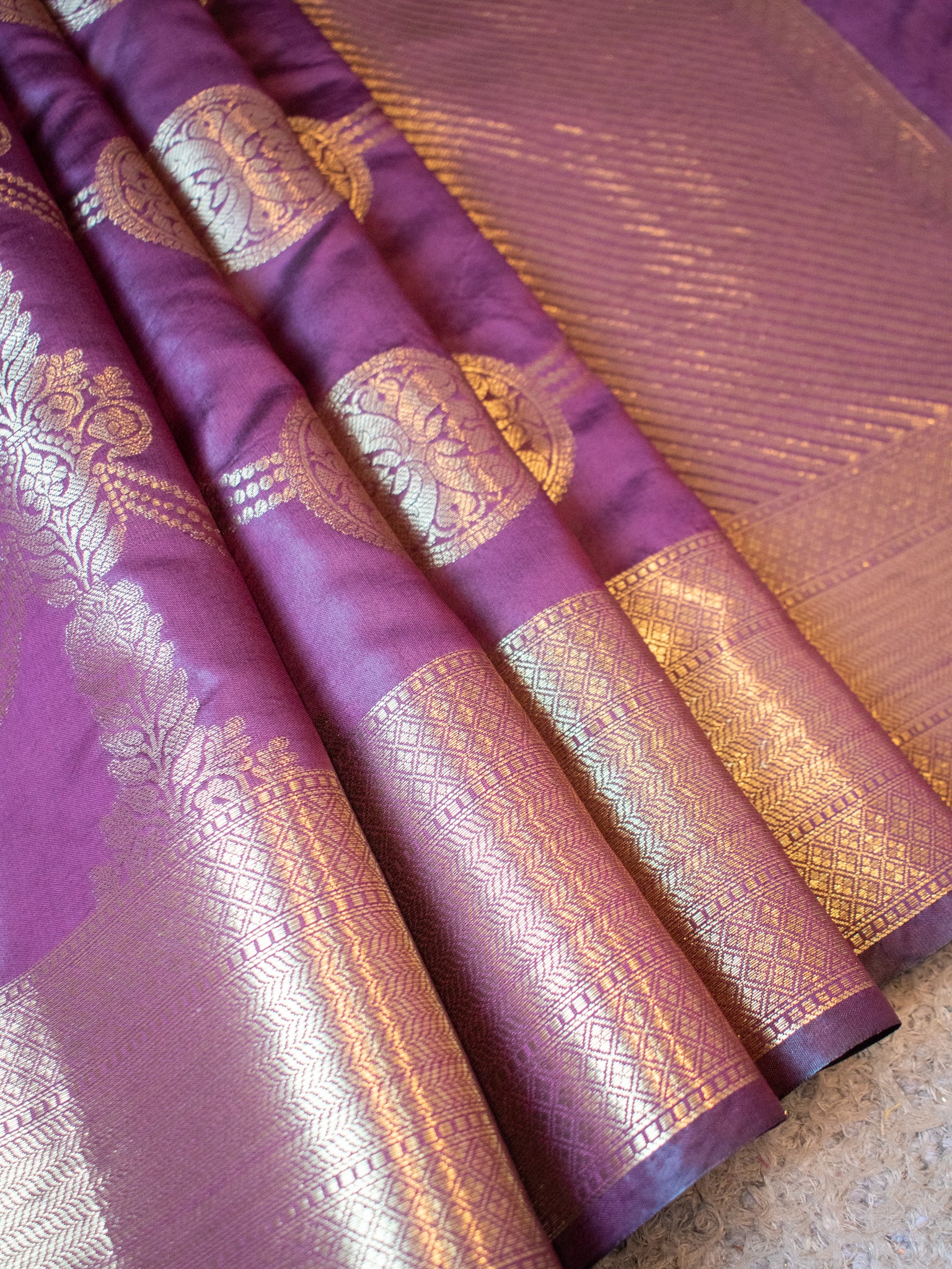 Banarasi Cotton Silk Saree With Antique Zari Weaving - Wine