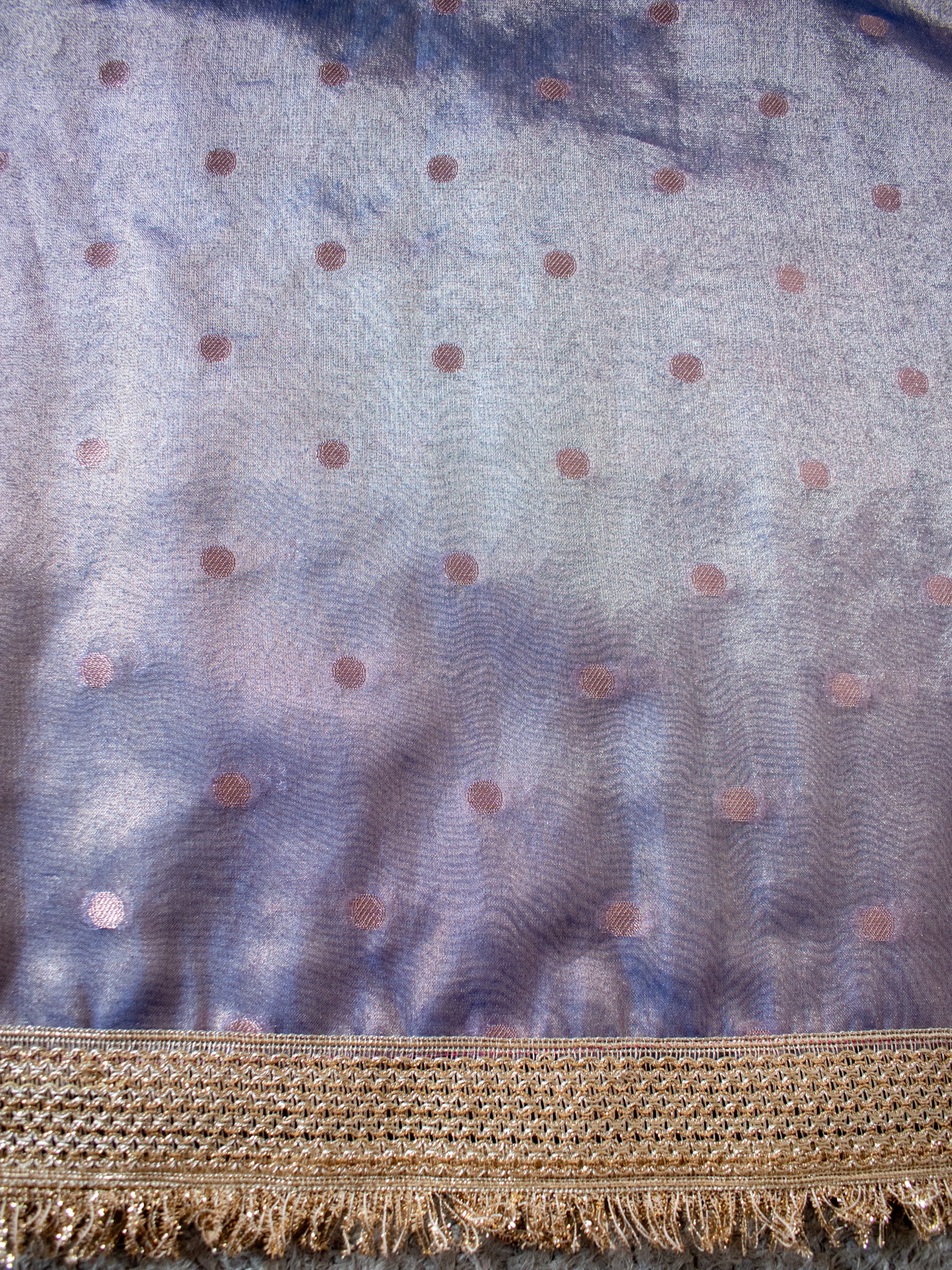 Banarasi Tissue Saree With Buti Weaving & Lace Border - Blue