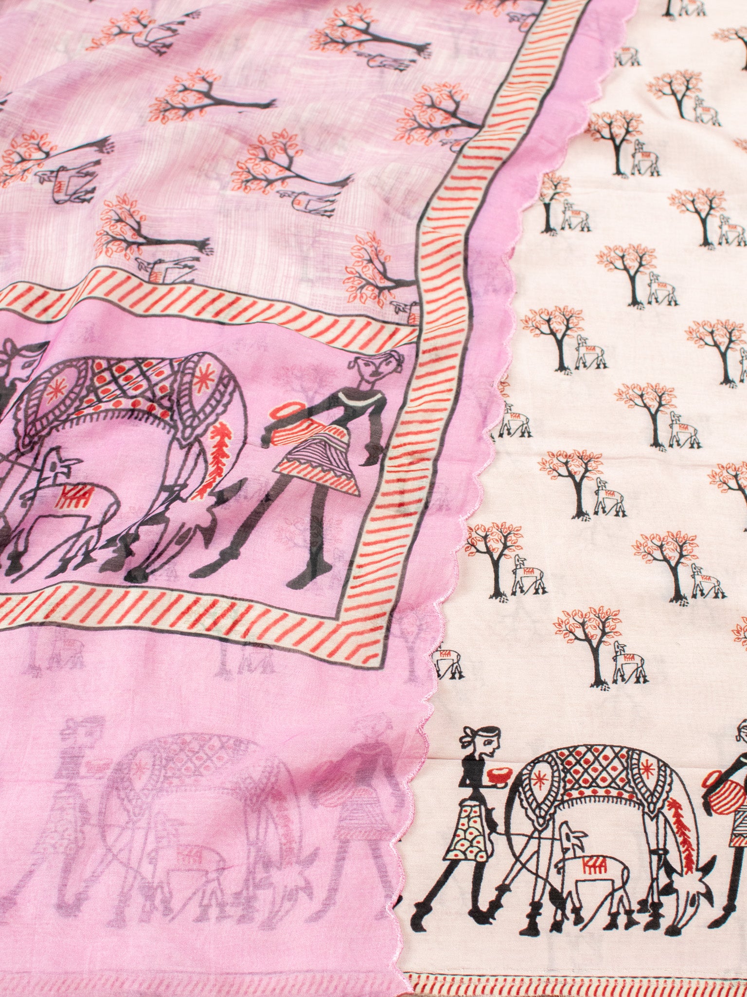 Banarasi Soft Cotton Salwar Kameez Fabric With Dupatta- Pink