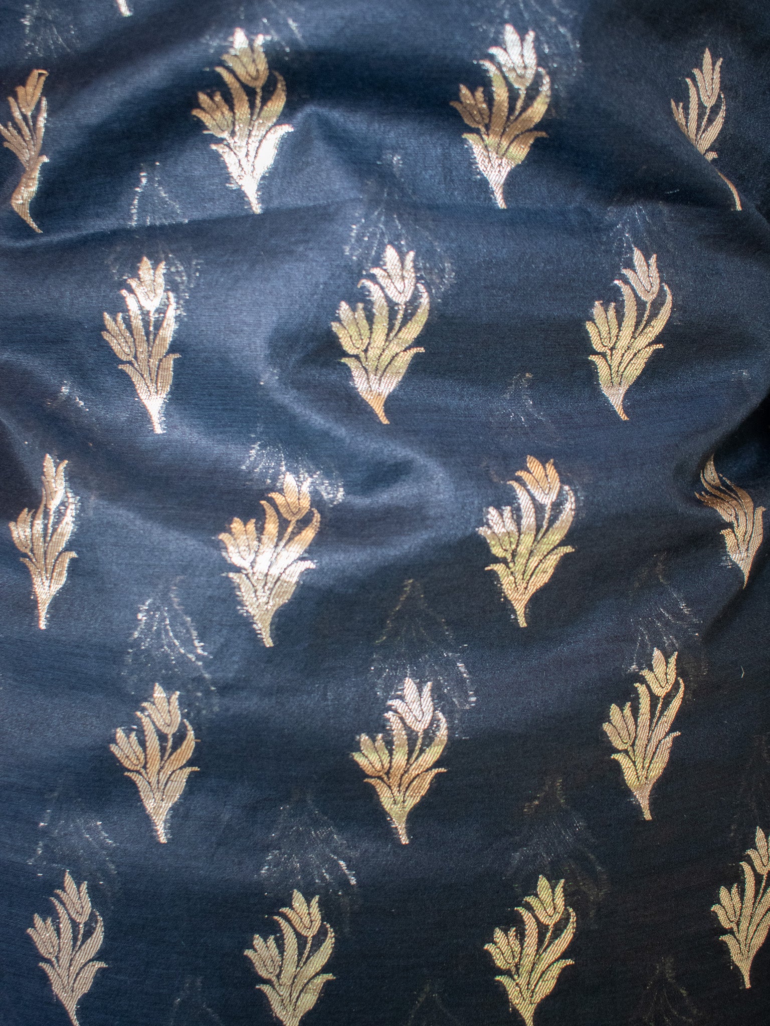 Banarasi Cotton Silk Salwar Kameez Material With Silver Zari Weaving & Dupatta-Black