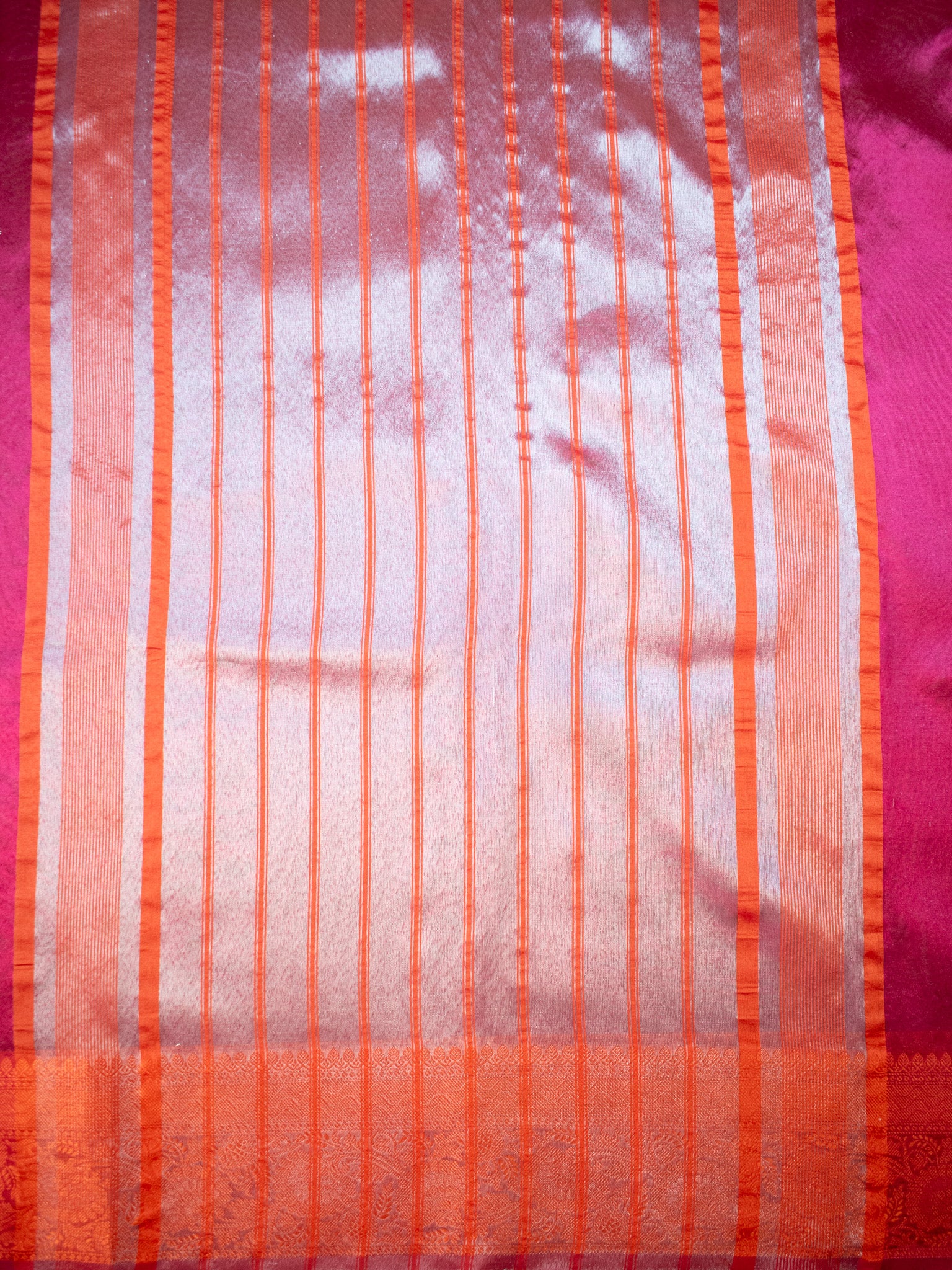 Banarasi Plain Shaded Tissue Saree With Zari Border - Pink