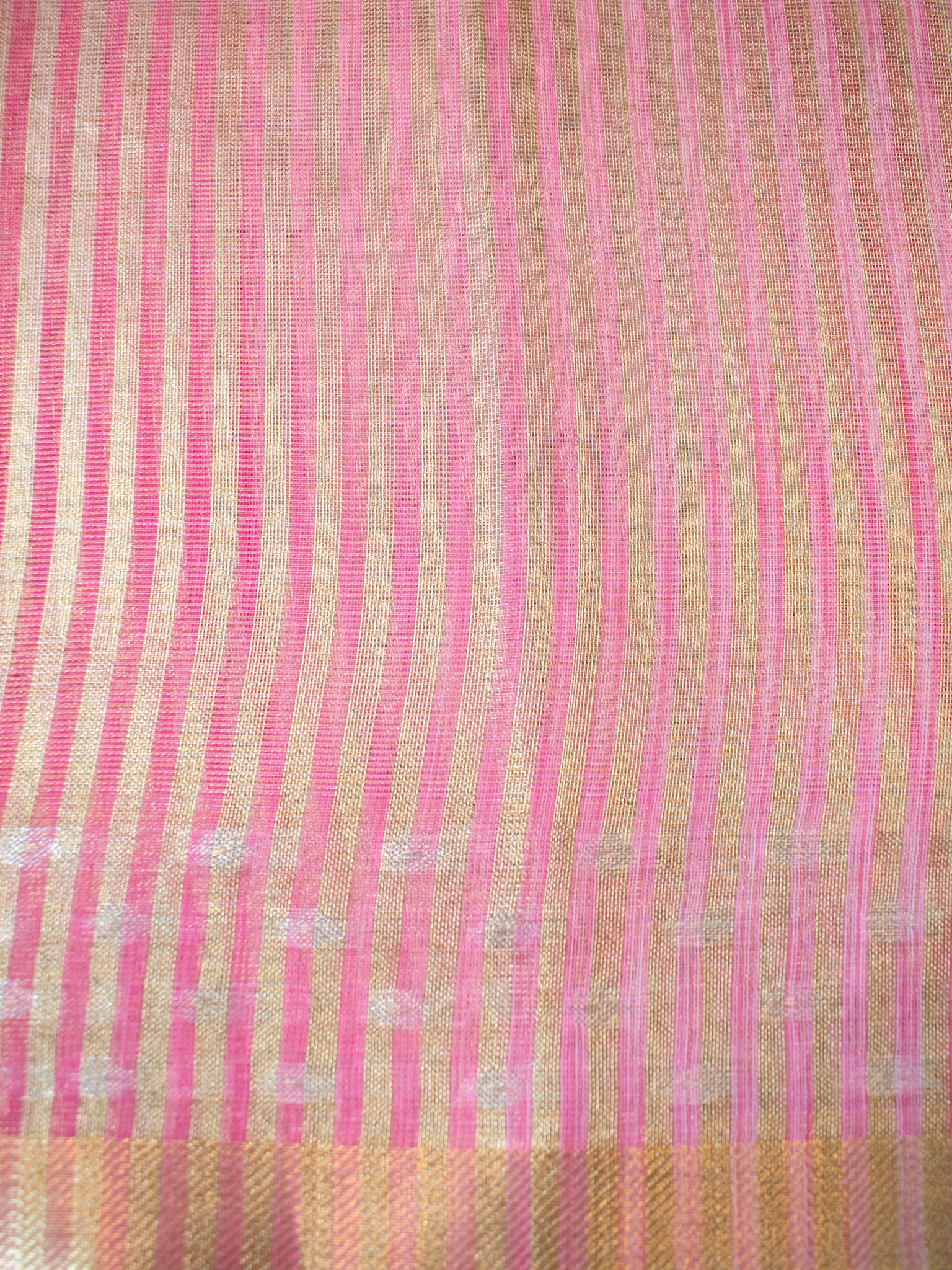 Banarasi Cotton Linen Saree With Resham Weaving & Zari Border-Pink