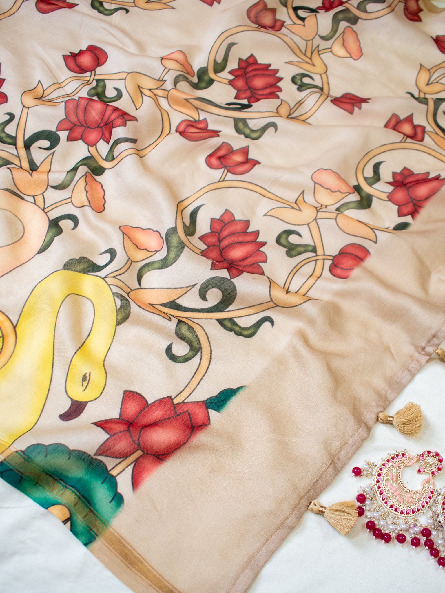 Banarasi Chanderi Digital Print Dupatta - Beige