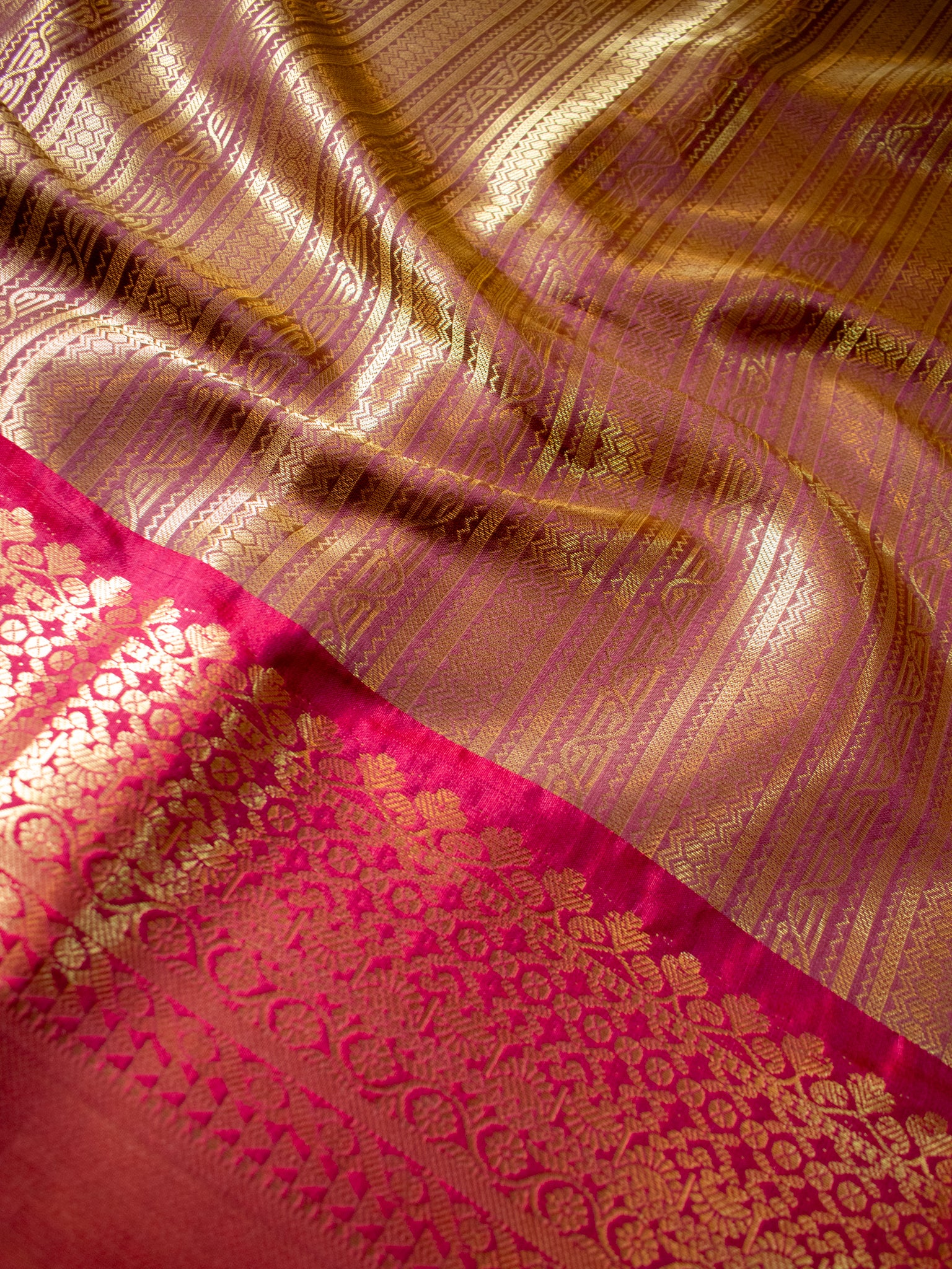 Banarasi Kora Saree With Zari Weaving & Border- Gold