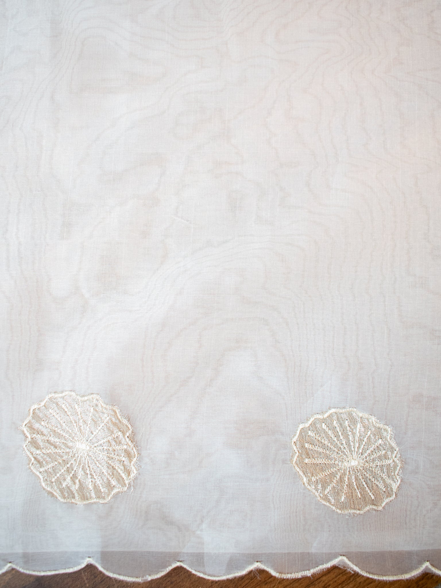 Banarasi Pure Organza Saree With Floral Cutwork & Hand Embroidery-Off White