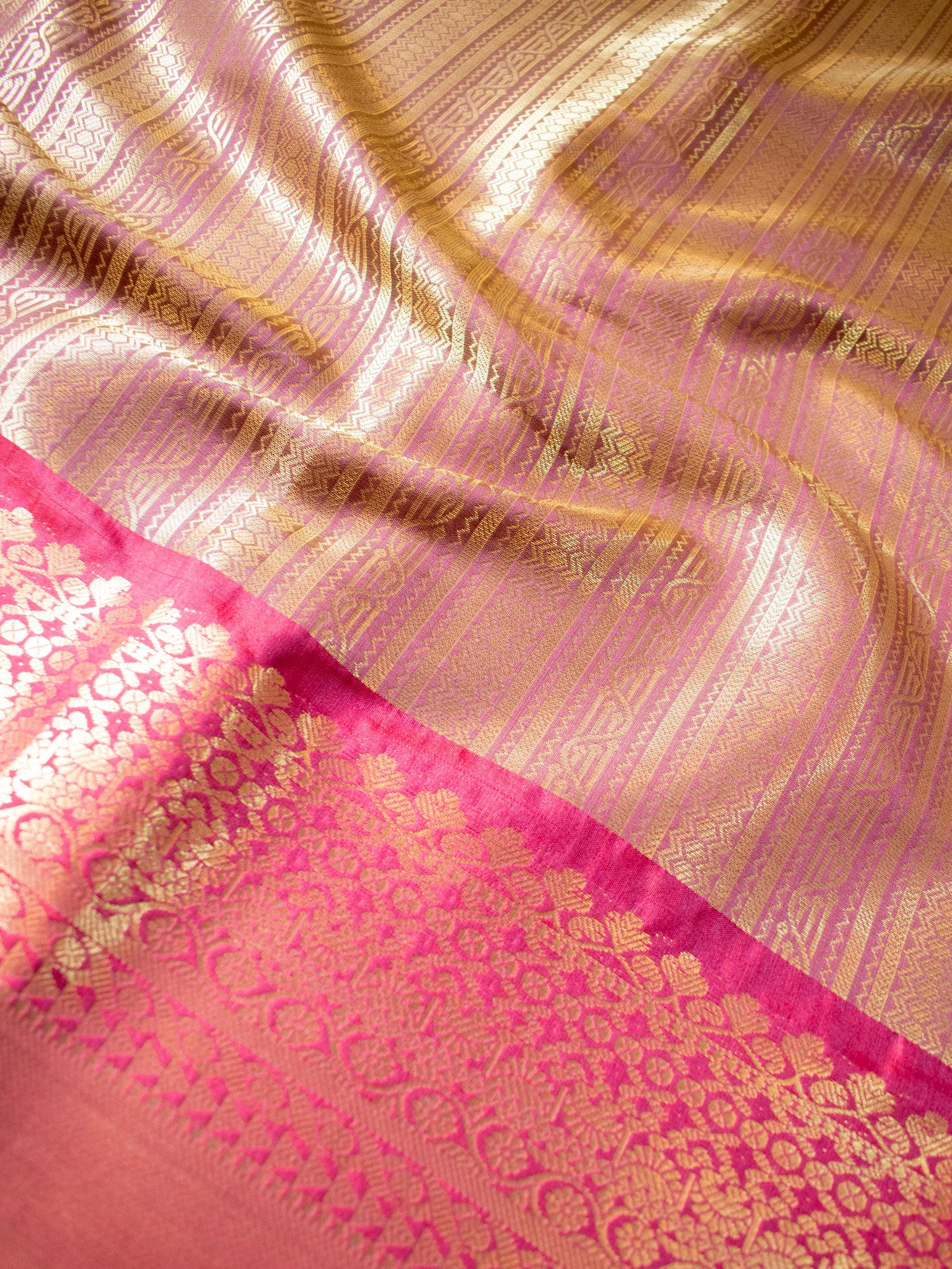 Banarasi Kora Saree With Zari Weaving & Border- Gold