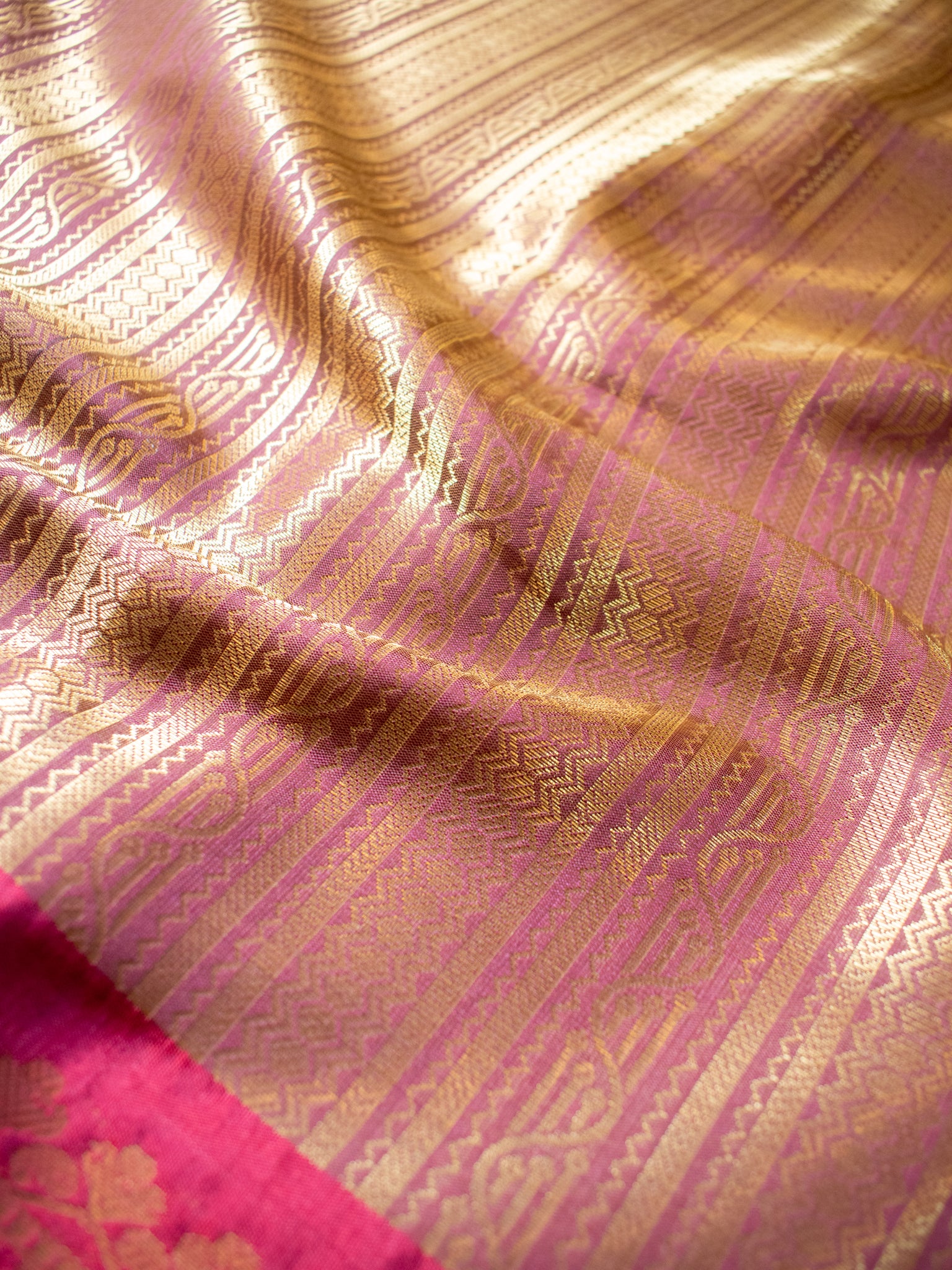 Banarasi Kora Saree With Zari Weaving & Border- Gold