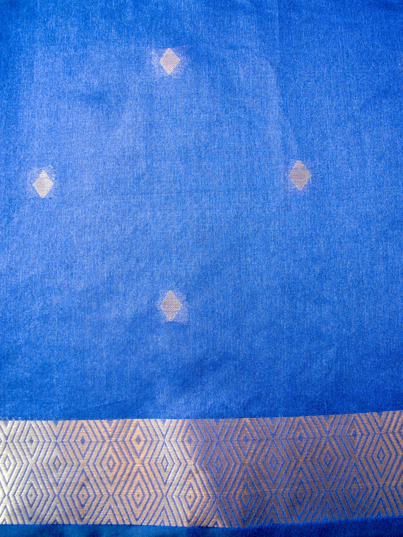 Banarasi Organza Mix Saree with Golden Weaving & Border- Navy Blue