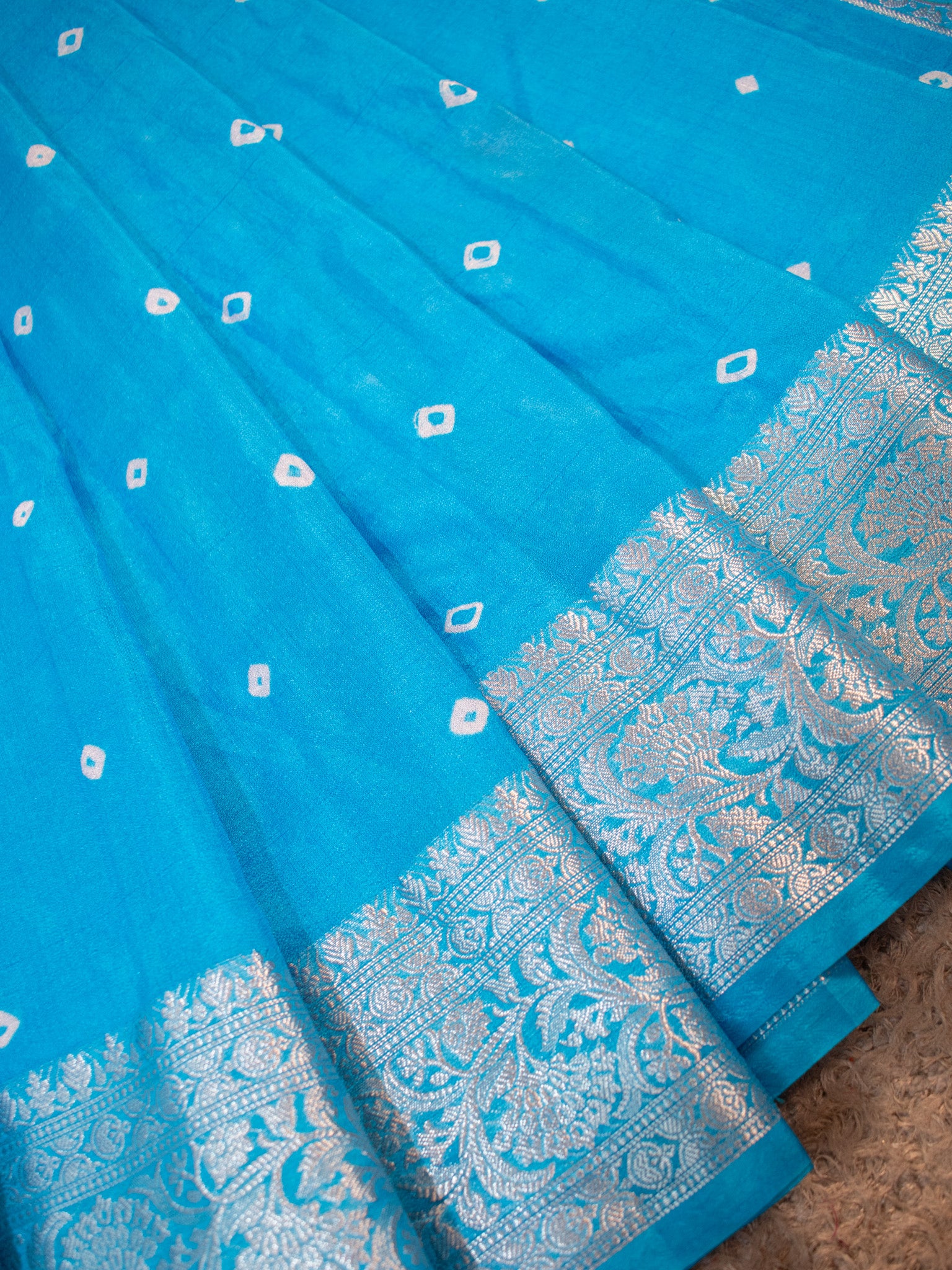 Banarasi Soft Cotton Saree With Silver Zari Border-Blue