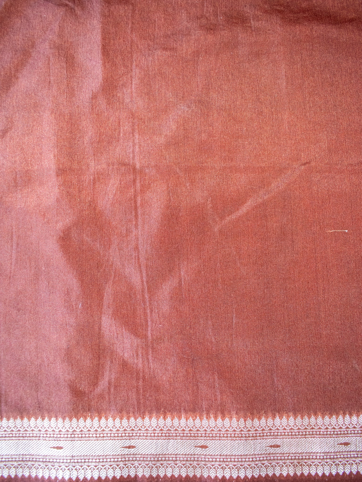 Banarasi Semi Silk Saree With Silver Zari Weaving & Contrast Border- Beige