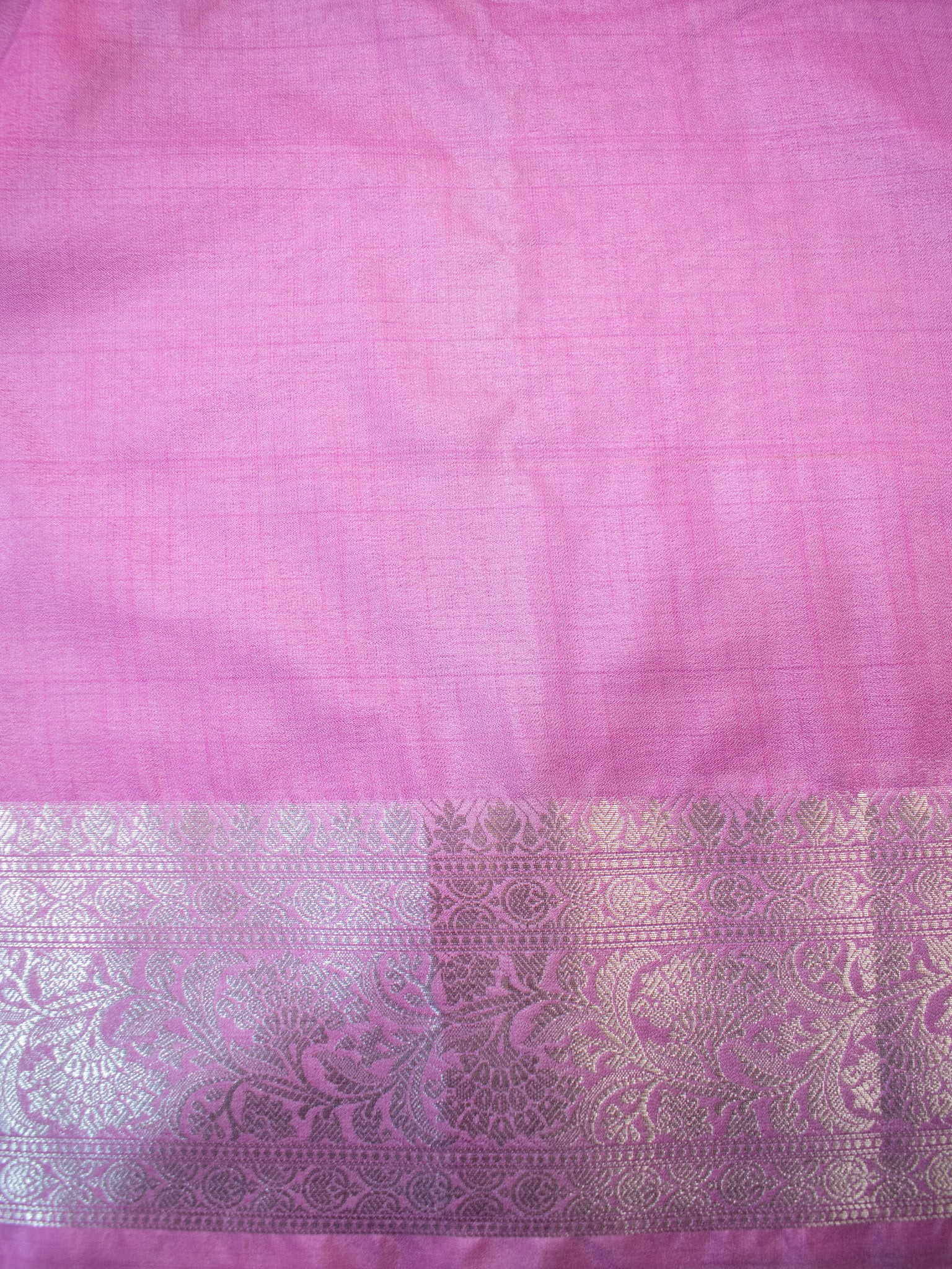 Banarasi Soft Cotton Plain Saree With Zari Border-Pink