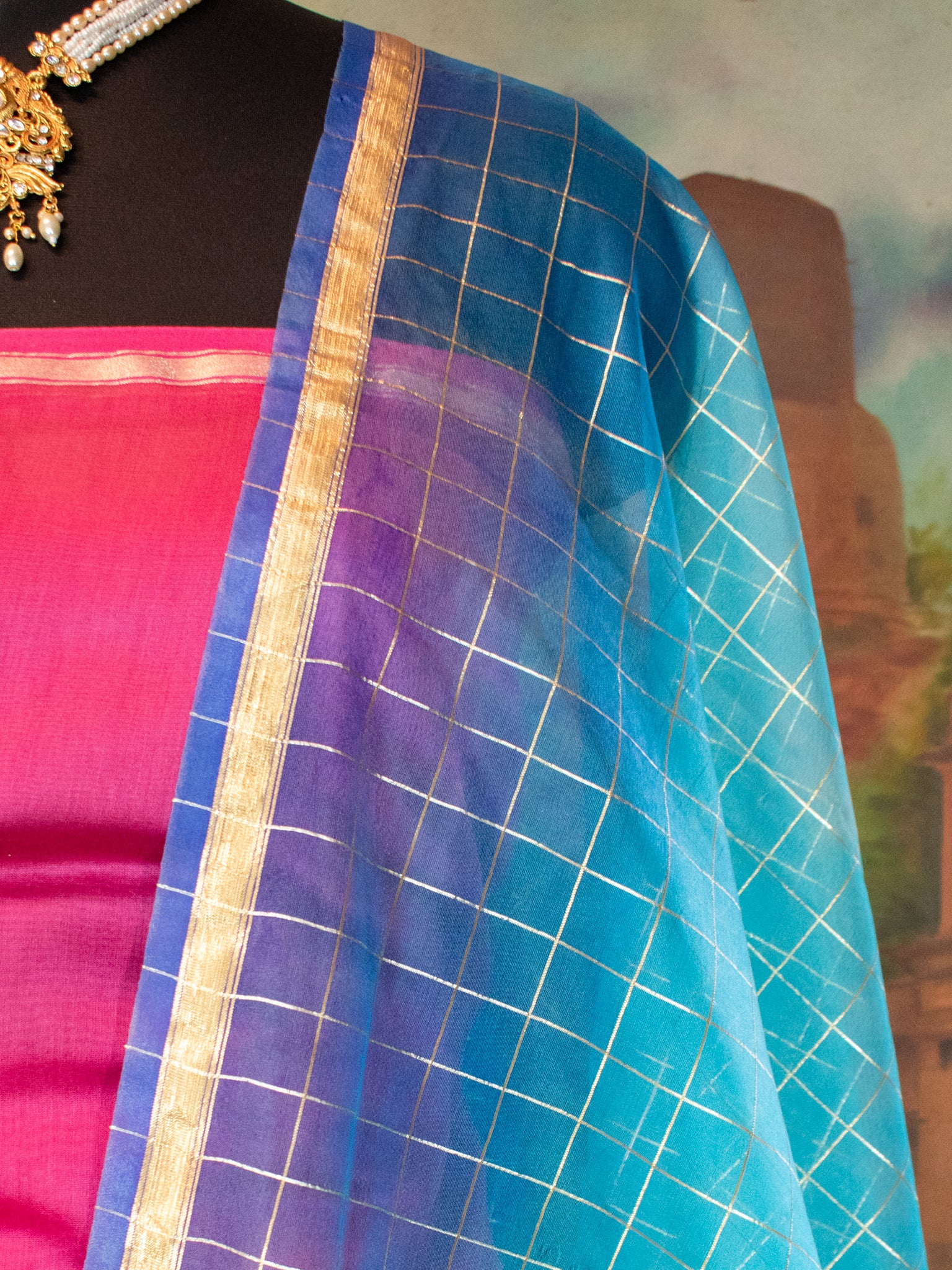 Banarasi Plain Salwar Kameez With Dupatta- Pink