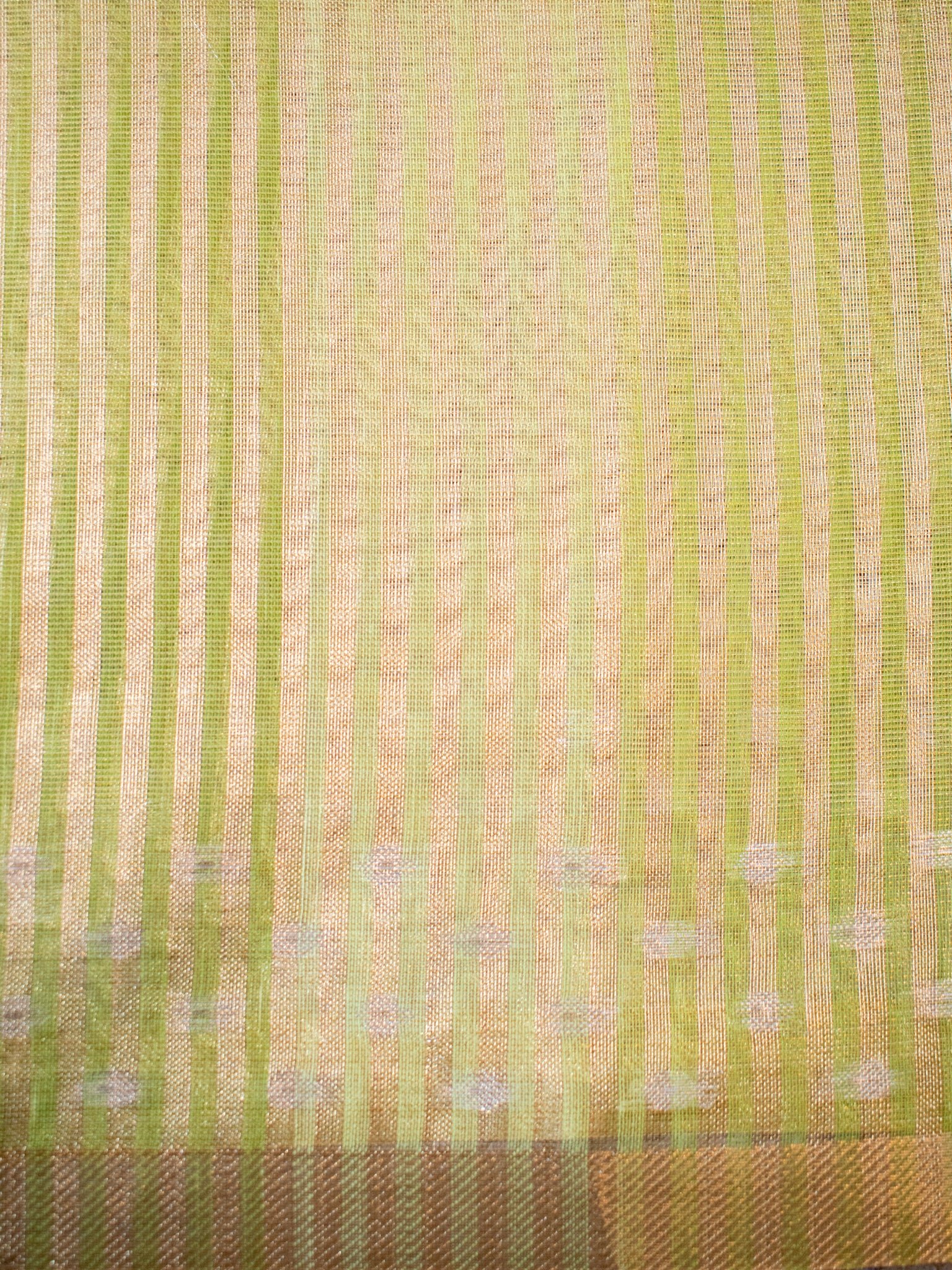 Banarasi Cotton Linen Saree With Resham Weaving & Zari Border- Green