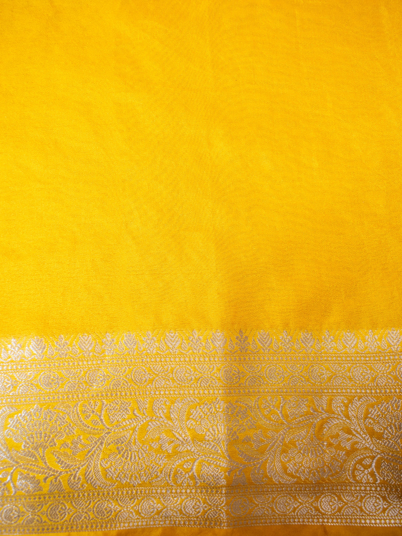 Banarasi Semi Silk Saree With Zari Border - Yellow