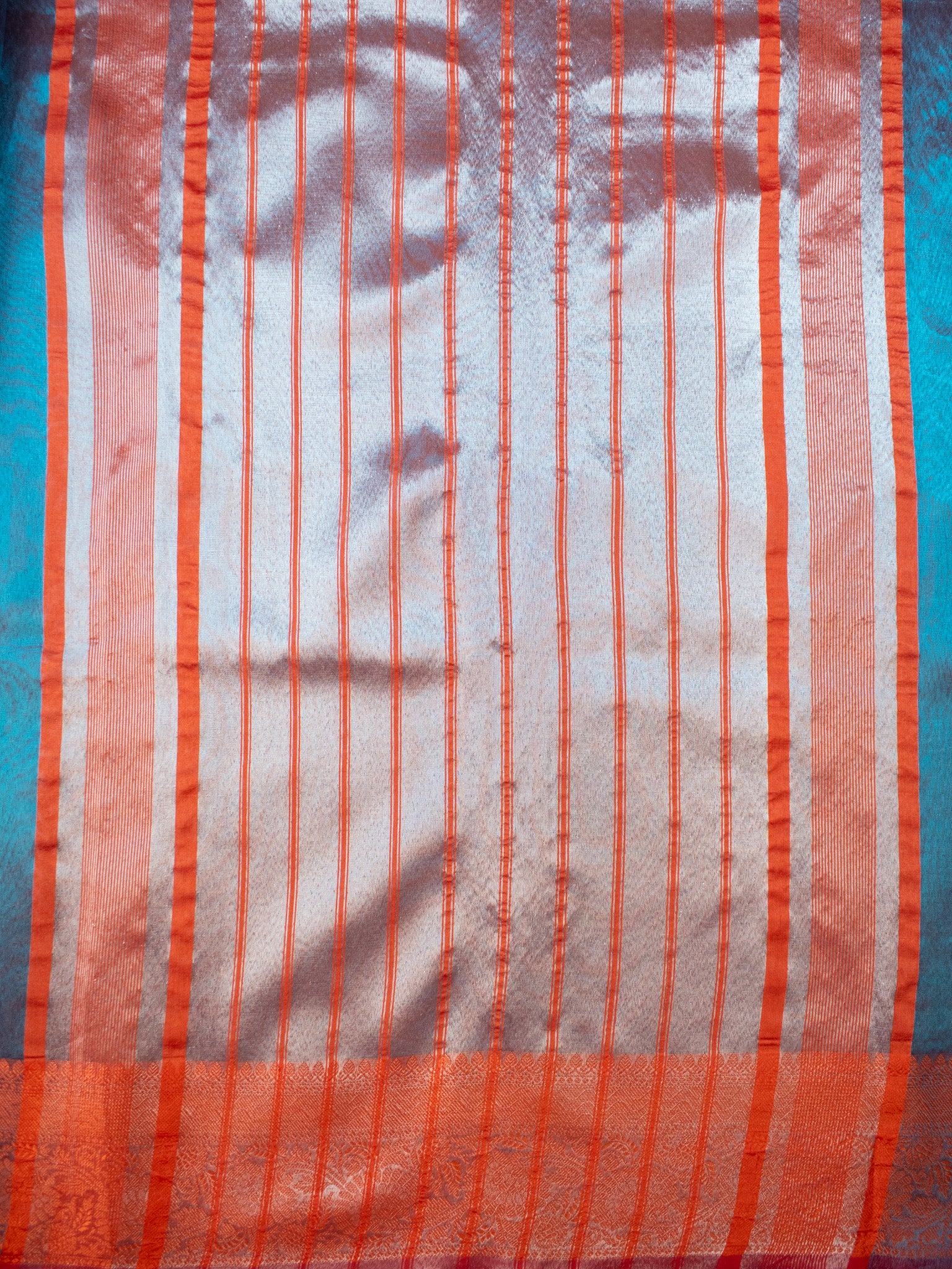 Banarasi Plain Shaded Tissue Saree With Zari Border - Blue