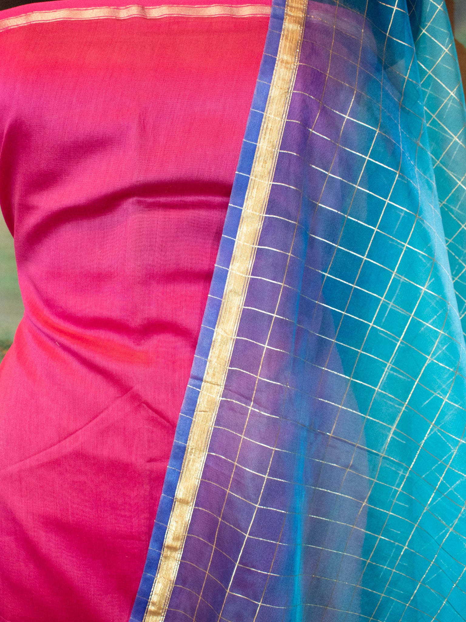 Banarasi Plain Salwar Kameez With Dupatta- Pink