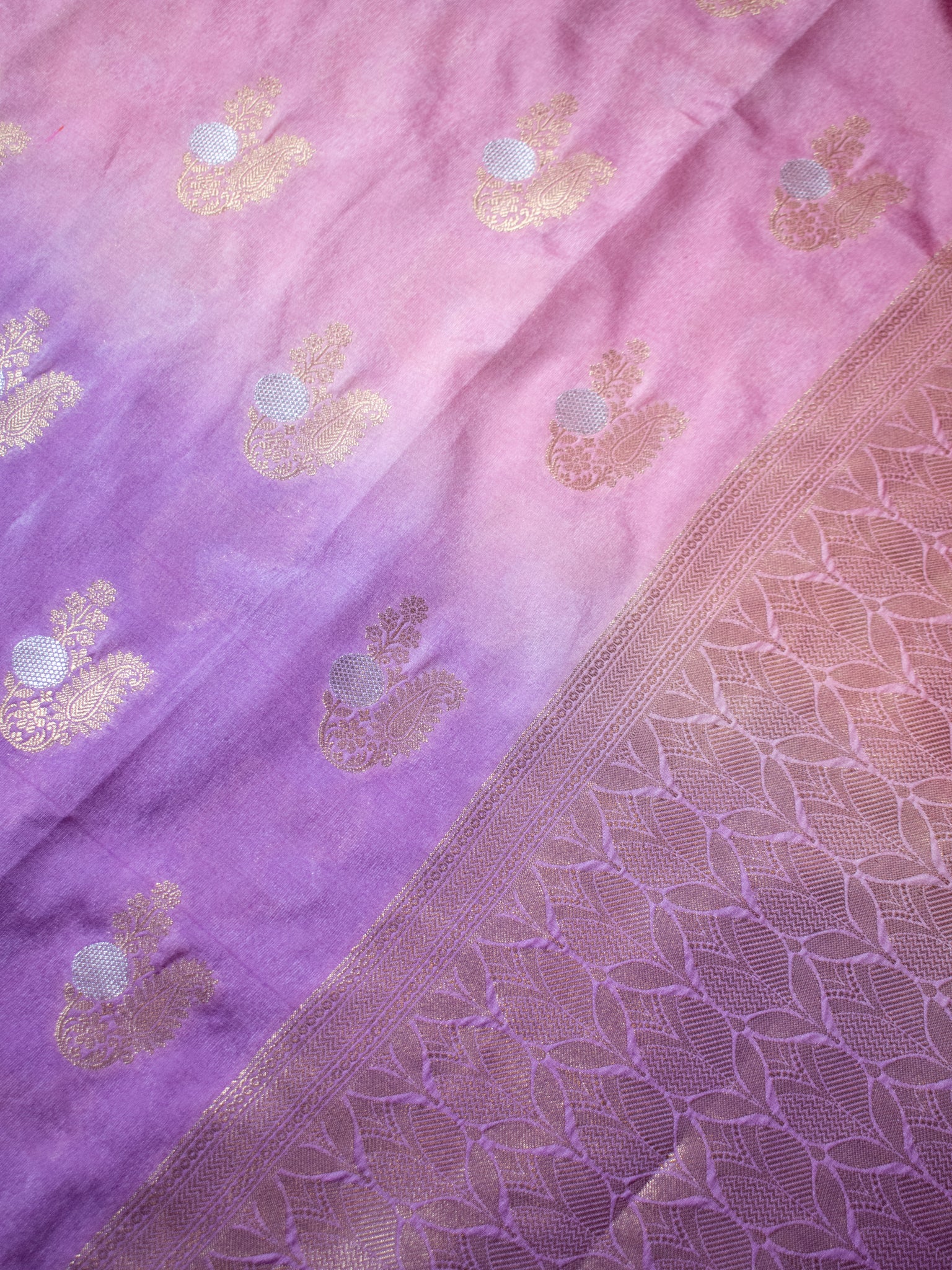 Banarasi Semi Silk Saree with Zari Weaving & Border- Lavender