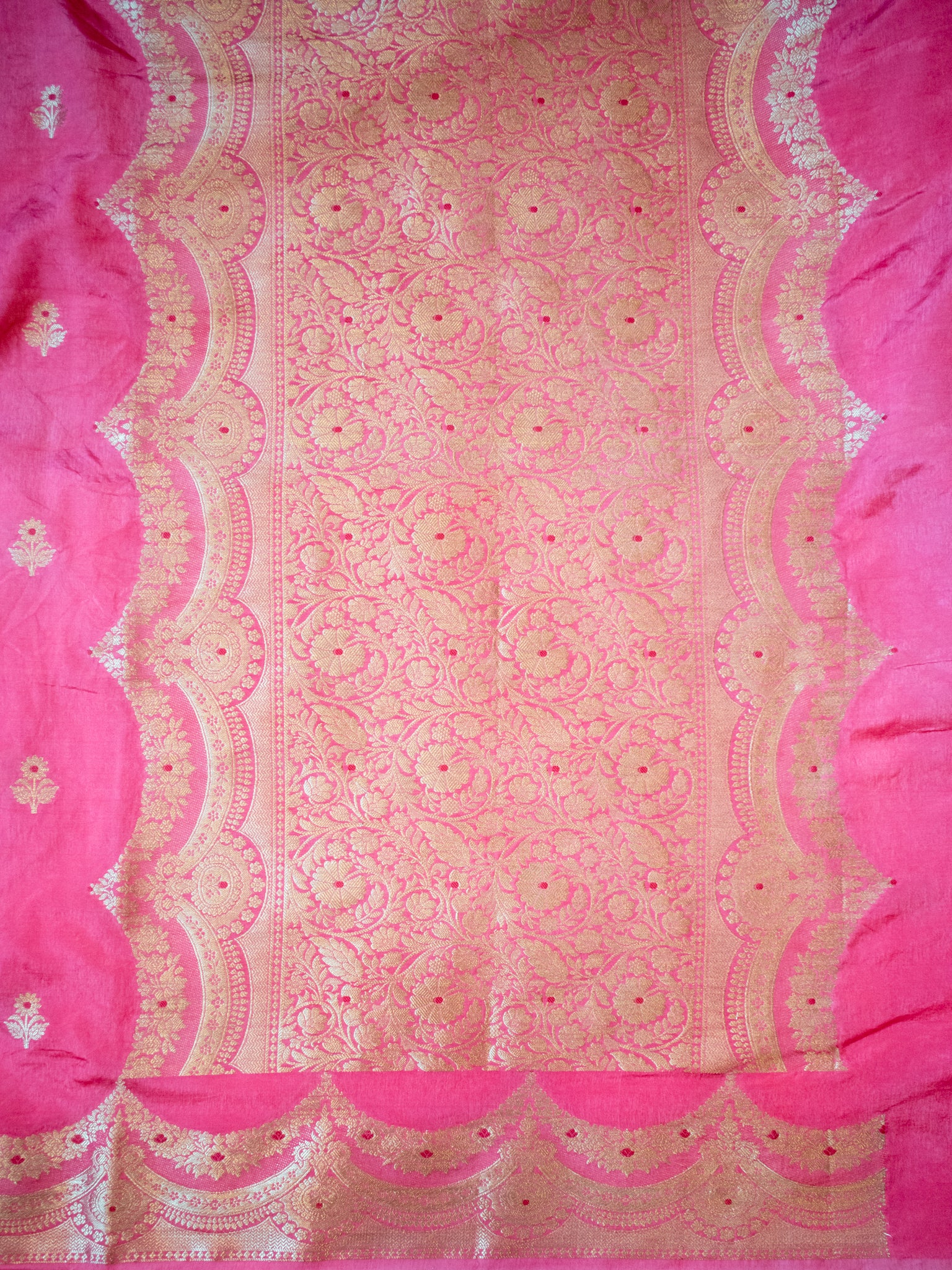 Banarasi Cotton Silk Saree With Zari Weaving & Border- Pink