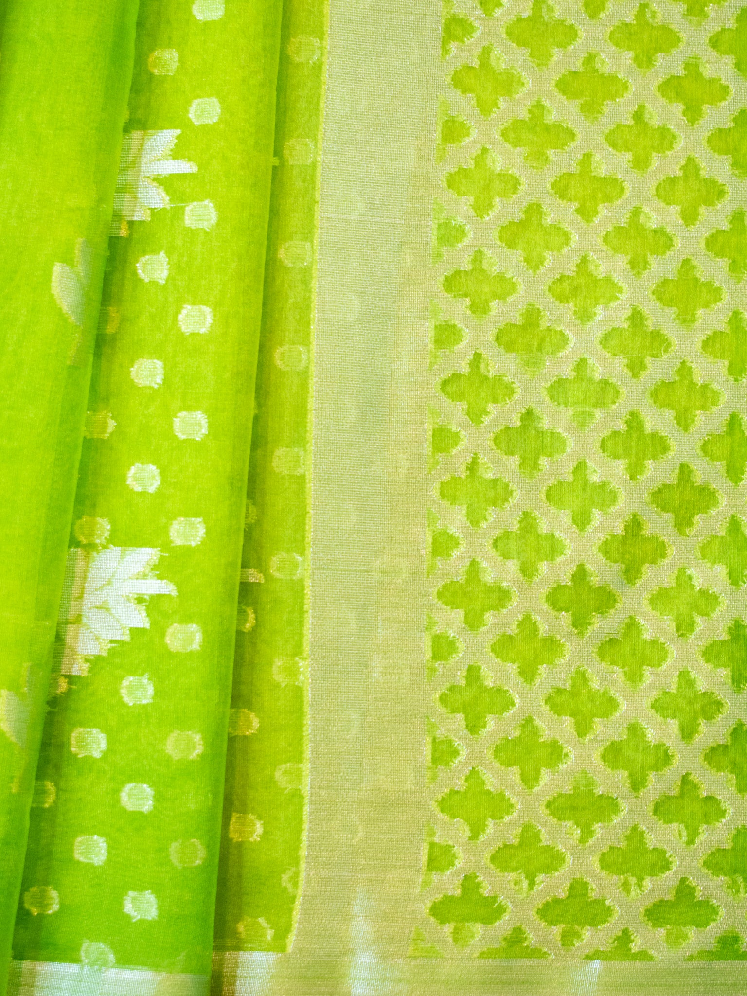 Banarasi Organza Saree With Zari Border- Green