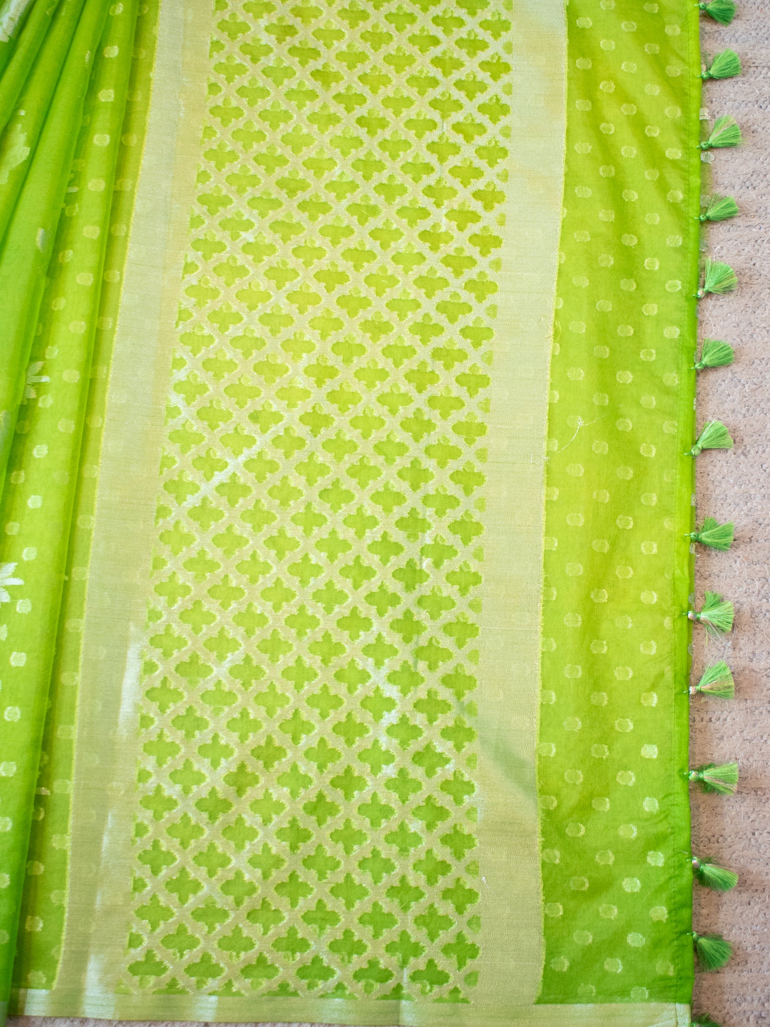 Banarasi Organza Saree With Zari Border- Green