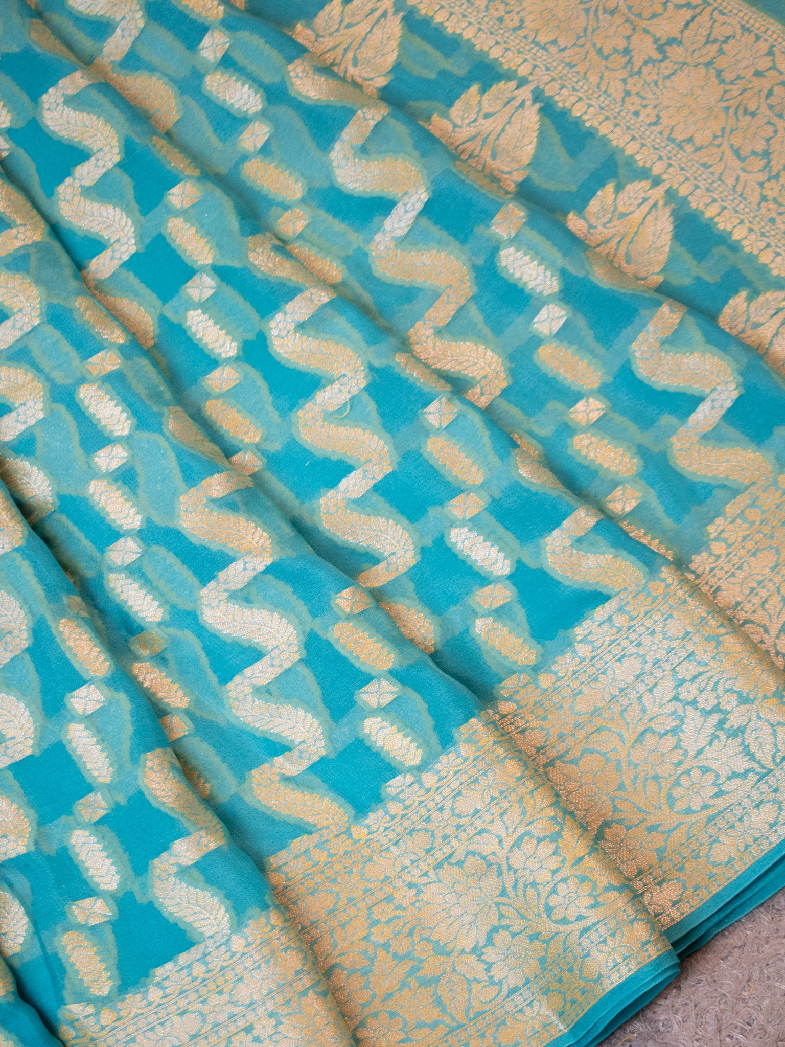 Banaras Pure Georgette Saree With Resham Weaving-Sky Blue