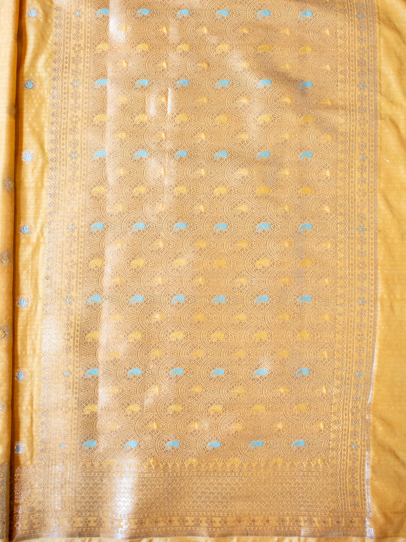 Banarasi Semi Silk Saree With Zari Weaving & Border- Yellow