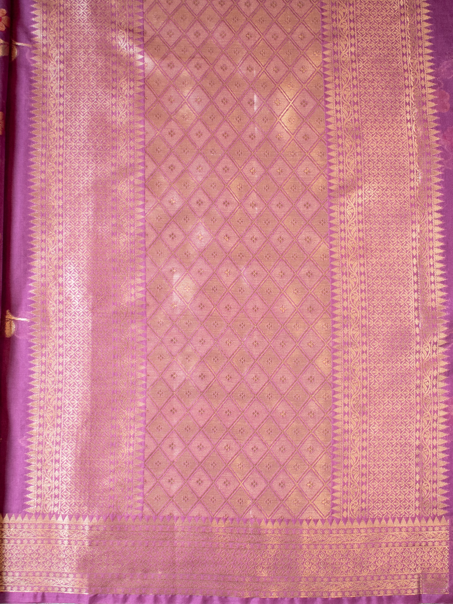 Banarasi Semi Georgette Saree with Floral Weaving & Border- Mauve