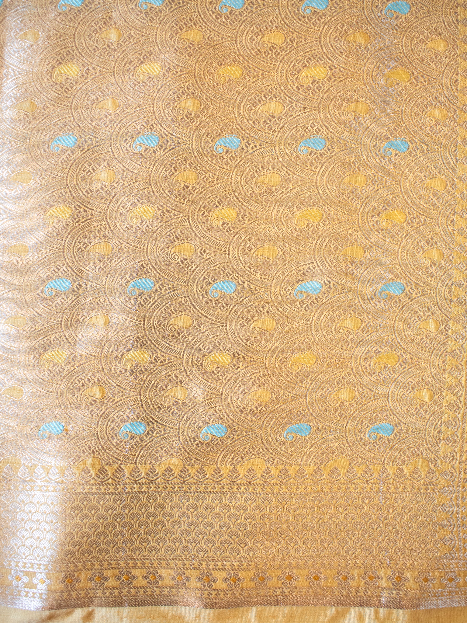 Banarasi Semi Silk Saree With Zari Weaving & Border- Yellow