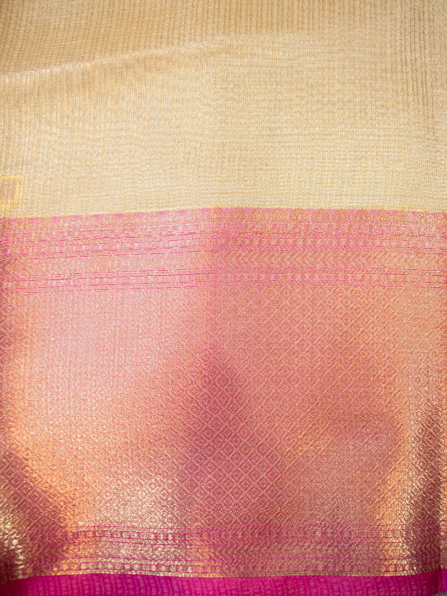 Banarasi Kota Check Saree With Embroidery & Border - Gold