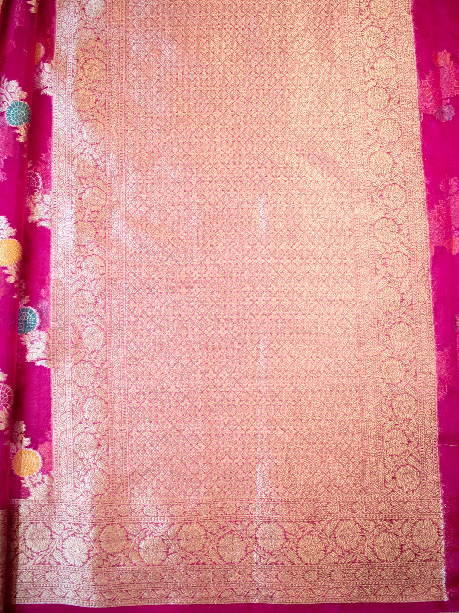 Banarasi Cotton Silk Saree With Silver Zari Weaving & Border-Pink