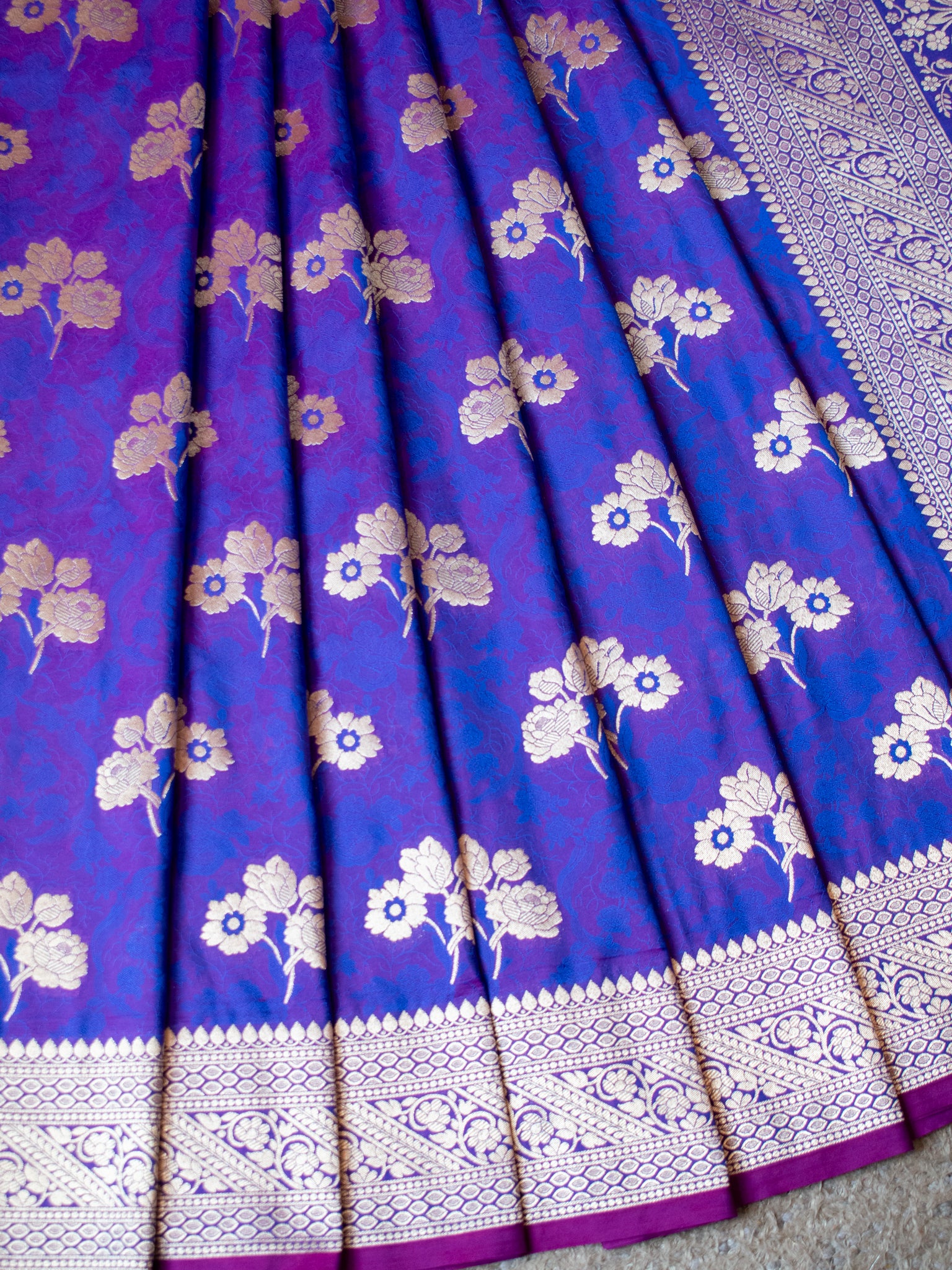 Banarasi Art Katan Silk Saree With Zari Buta Weaving & Tanchoi Weaving- Violet