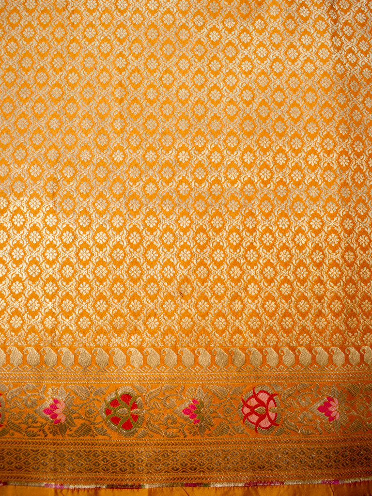 Banarasi Art Katan Silk Saree With Meena Buta Weaving-Yellow