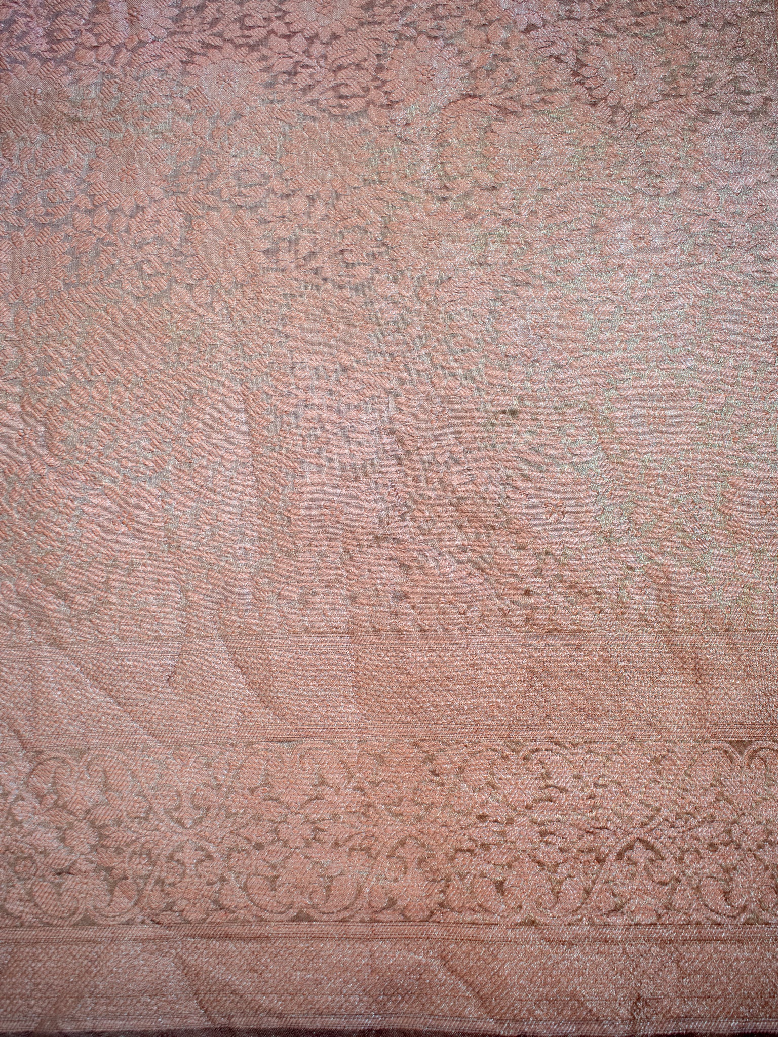 Banarasi Crushed Tissue Saree With Zari Border- Brown