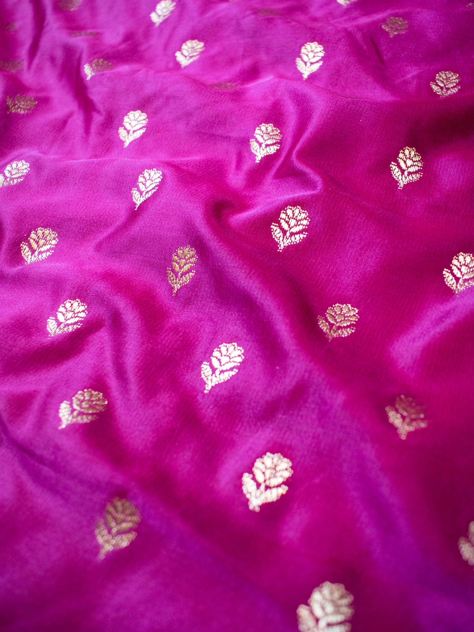 Banarasi Silk Saree With Buti Weaving & Lace Border- Purple