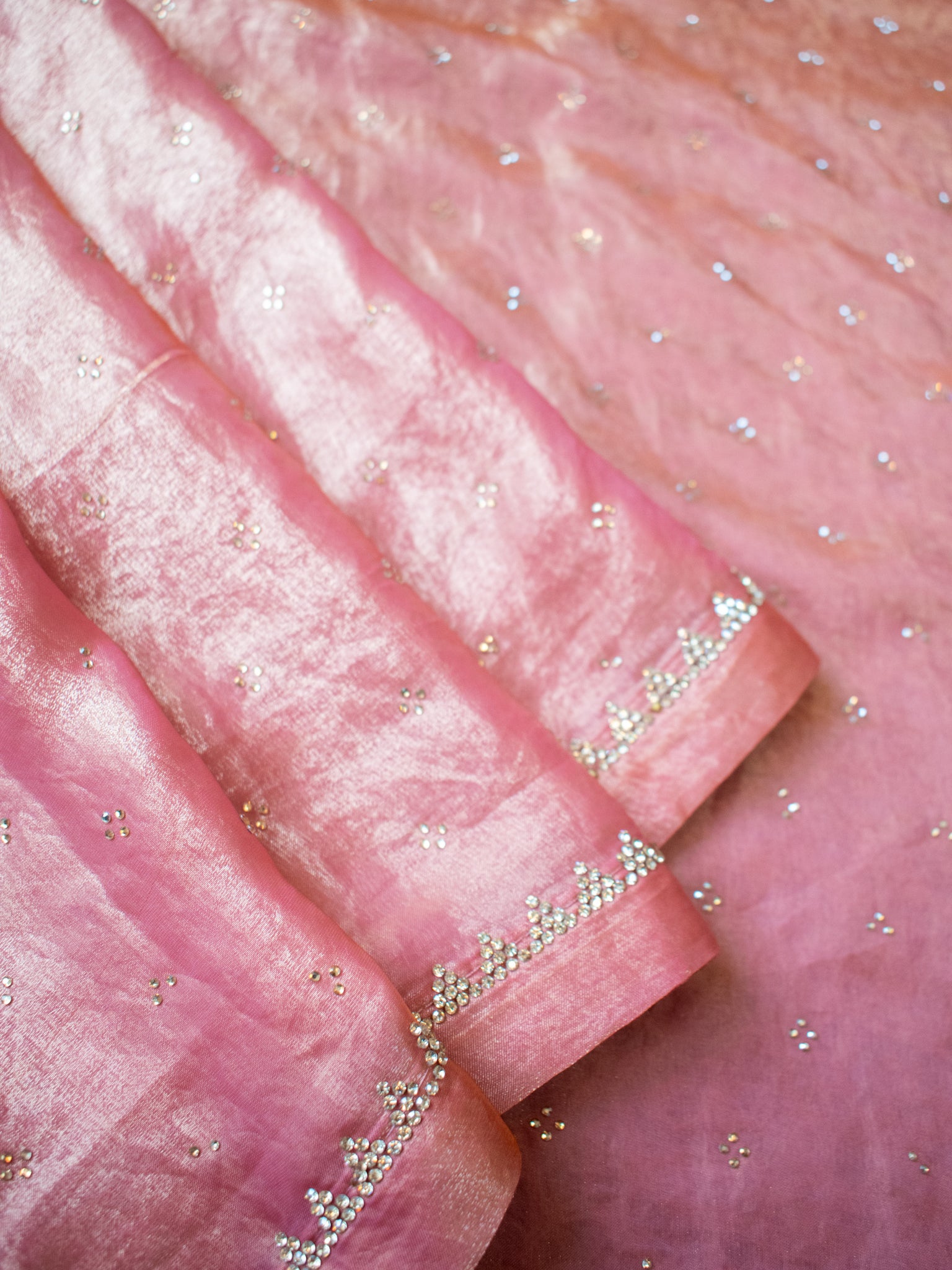 Tissue Sequin Saree - Pink