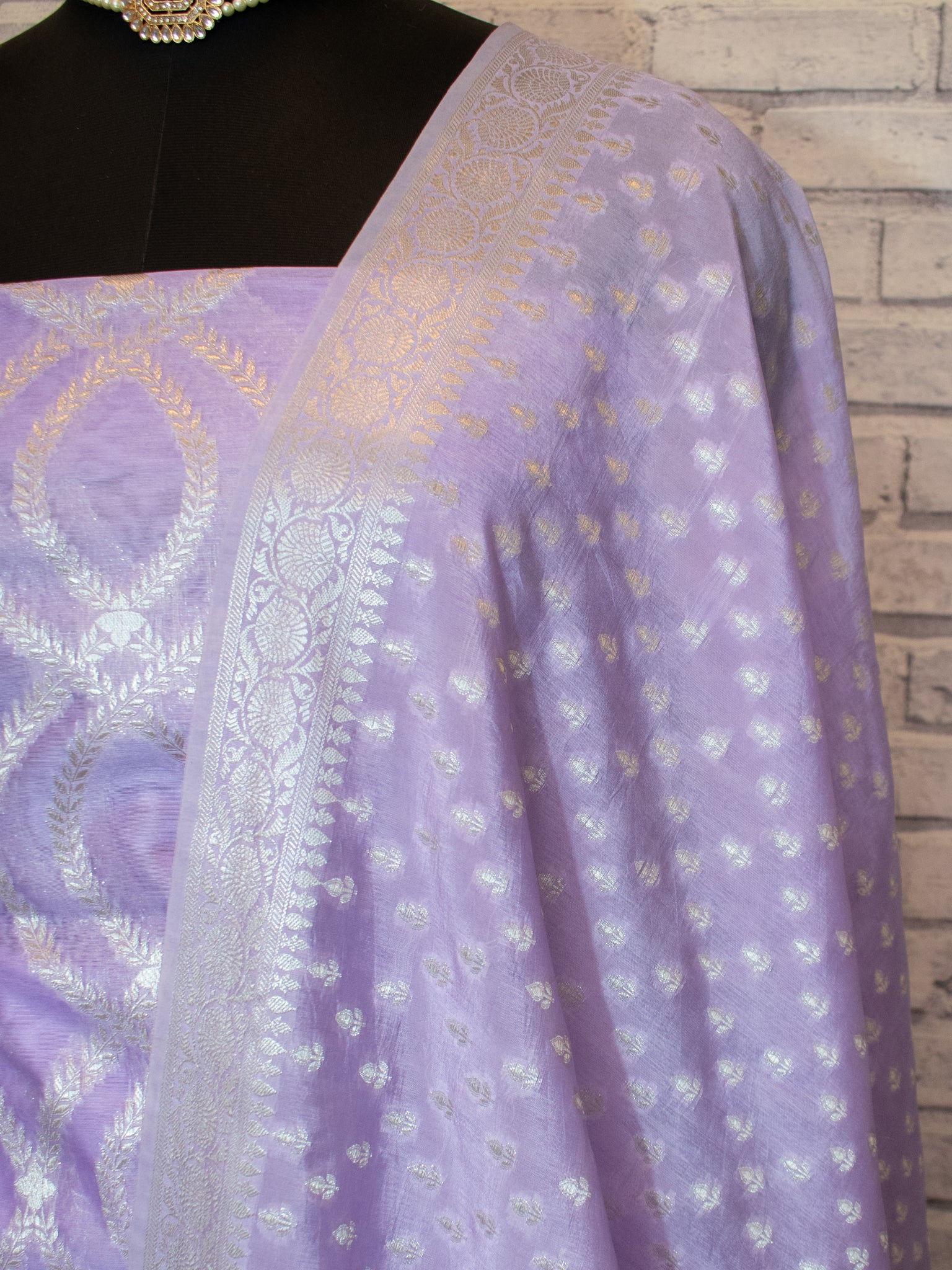 Banarasi Cotton Silk Salwar Kameez- Lavender