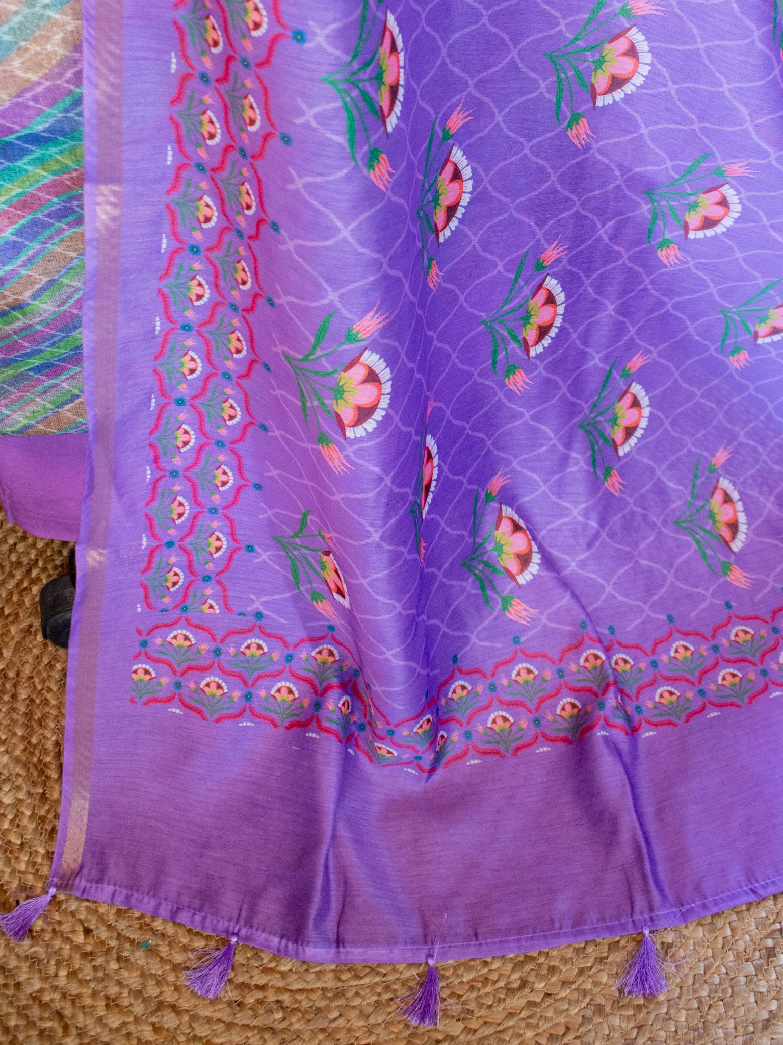 Banarasi Cotton Silk Salwar Kameez With Dupatta- Lavender