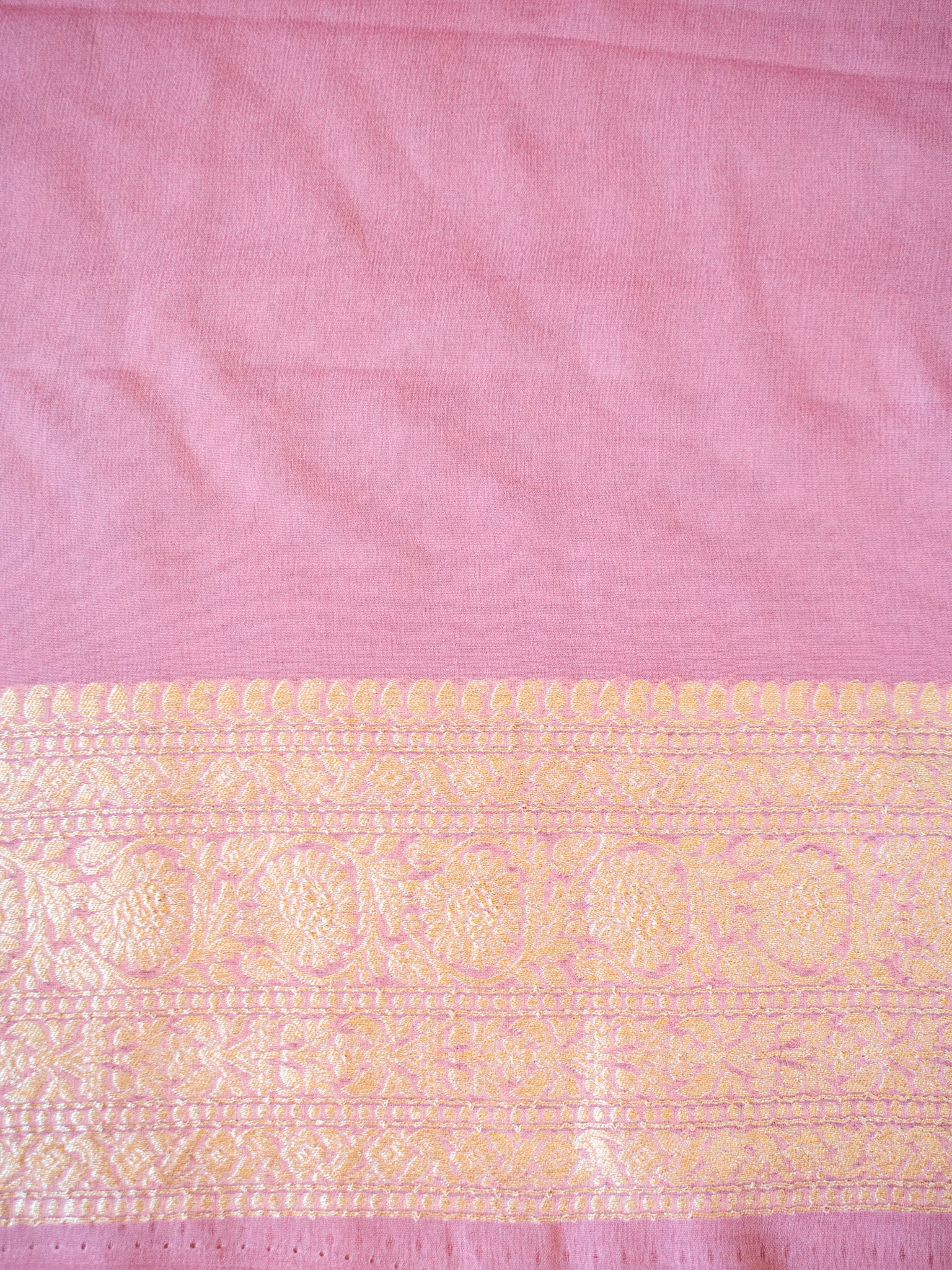 Banarasi Pure Khaddi Georgette Saree With Zari Buti Weaving- Baby Pink