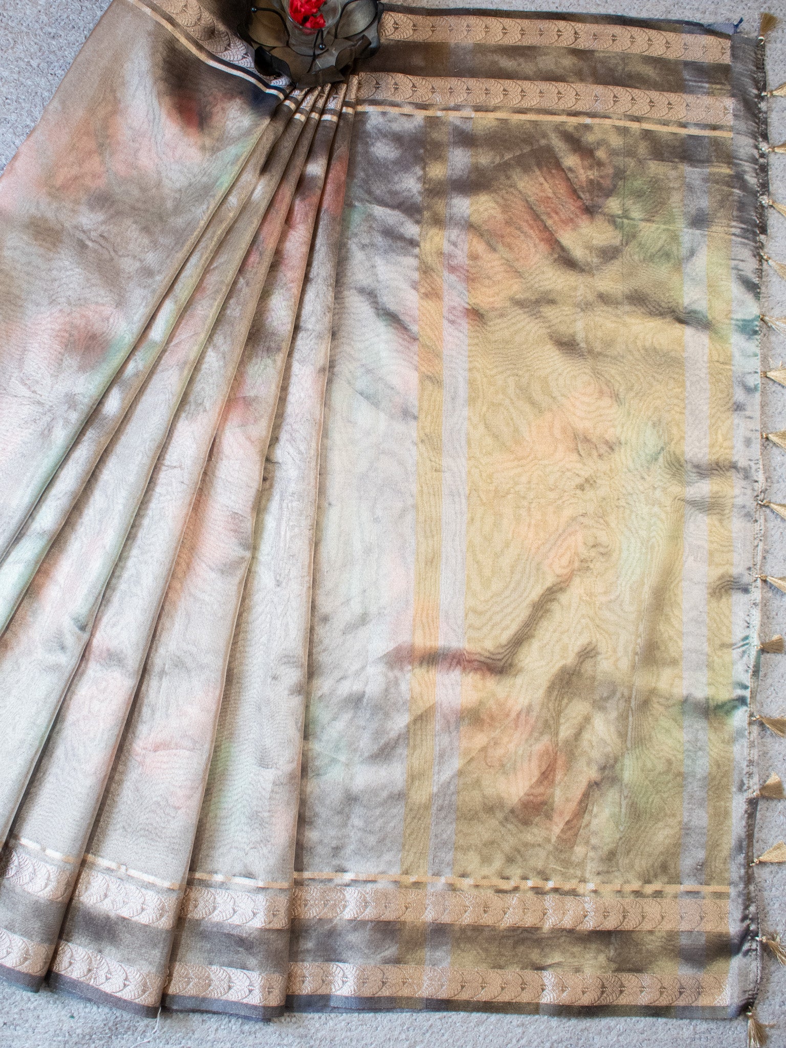Banarasi Shibori Dyed Organza Saree With Zari Weaving