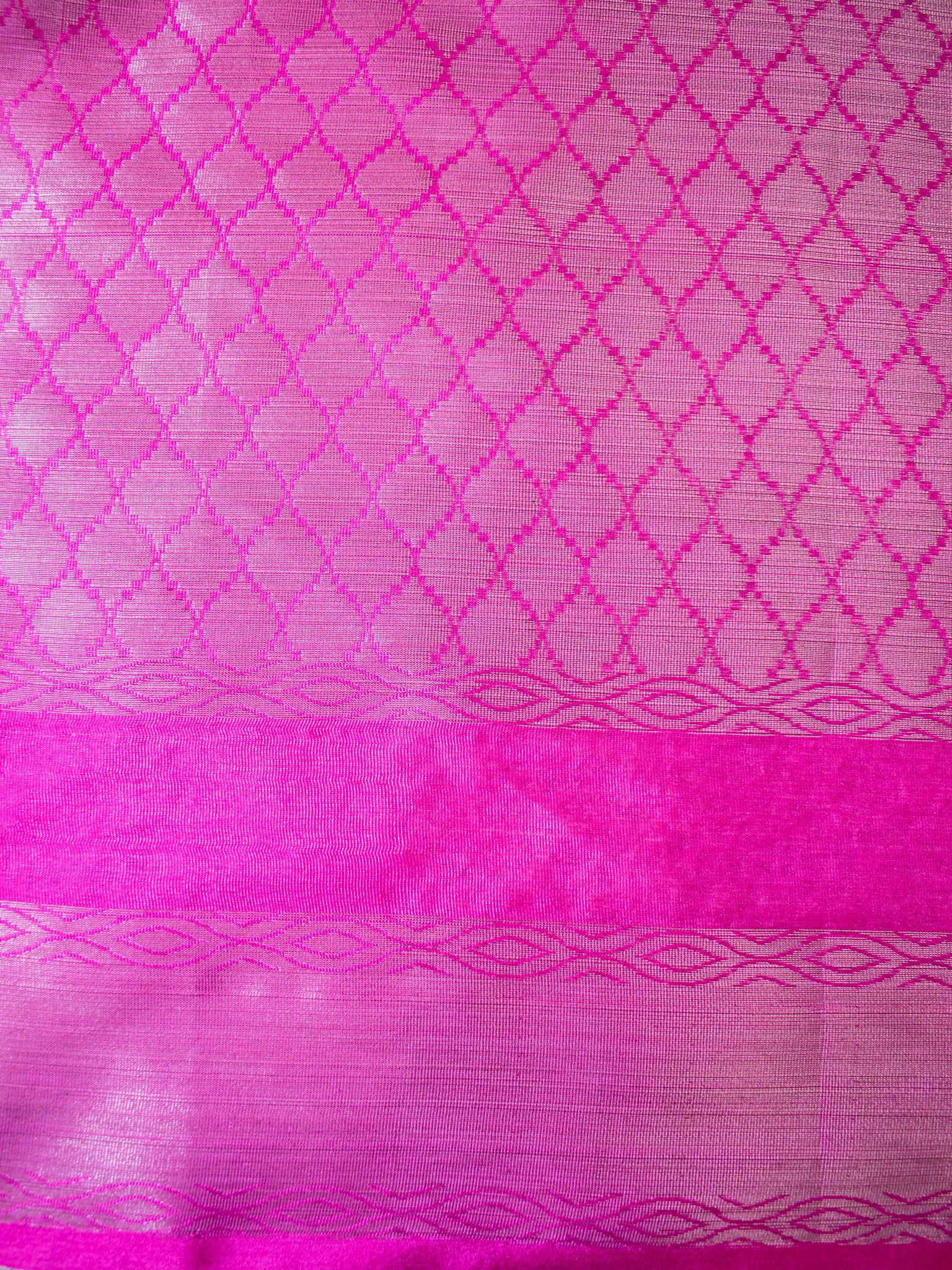 Banarasi Cotton Mix Saree with Floral Weaving & Border- Wine