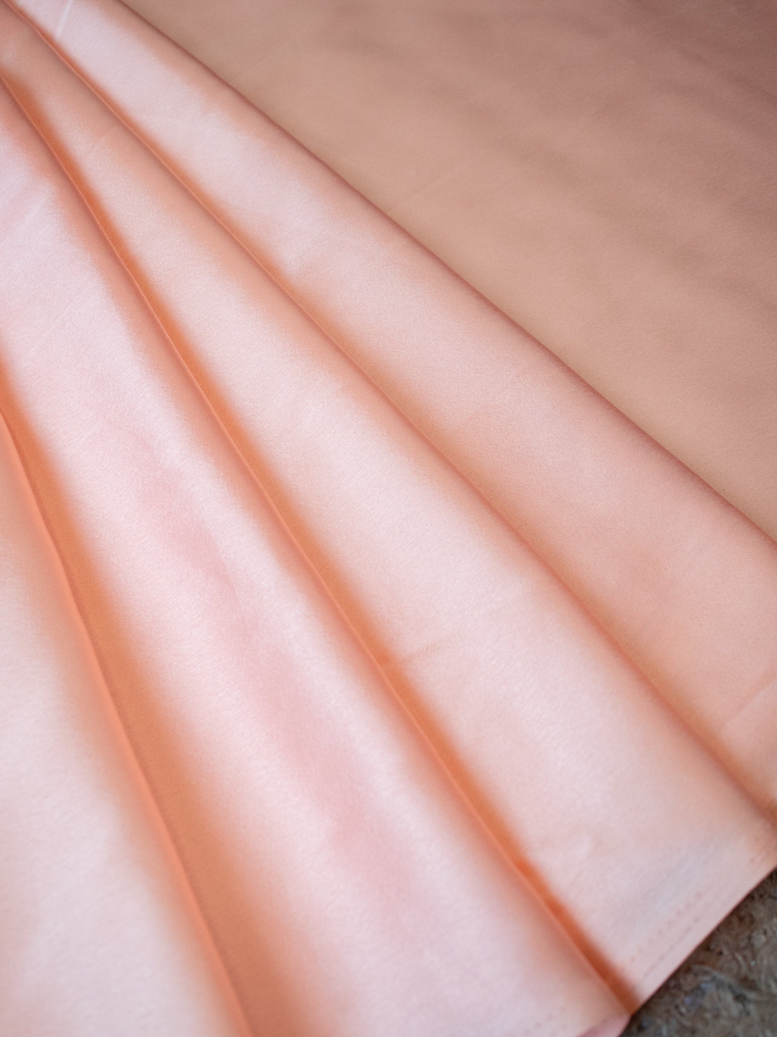Plain Satin Silk Saree- Peach