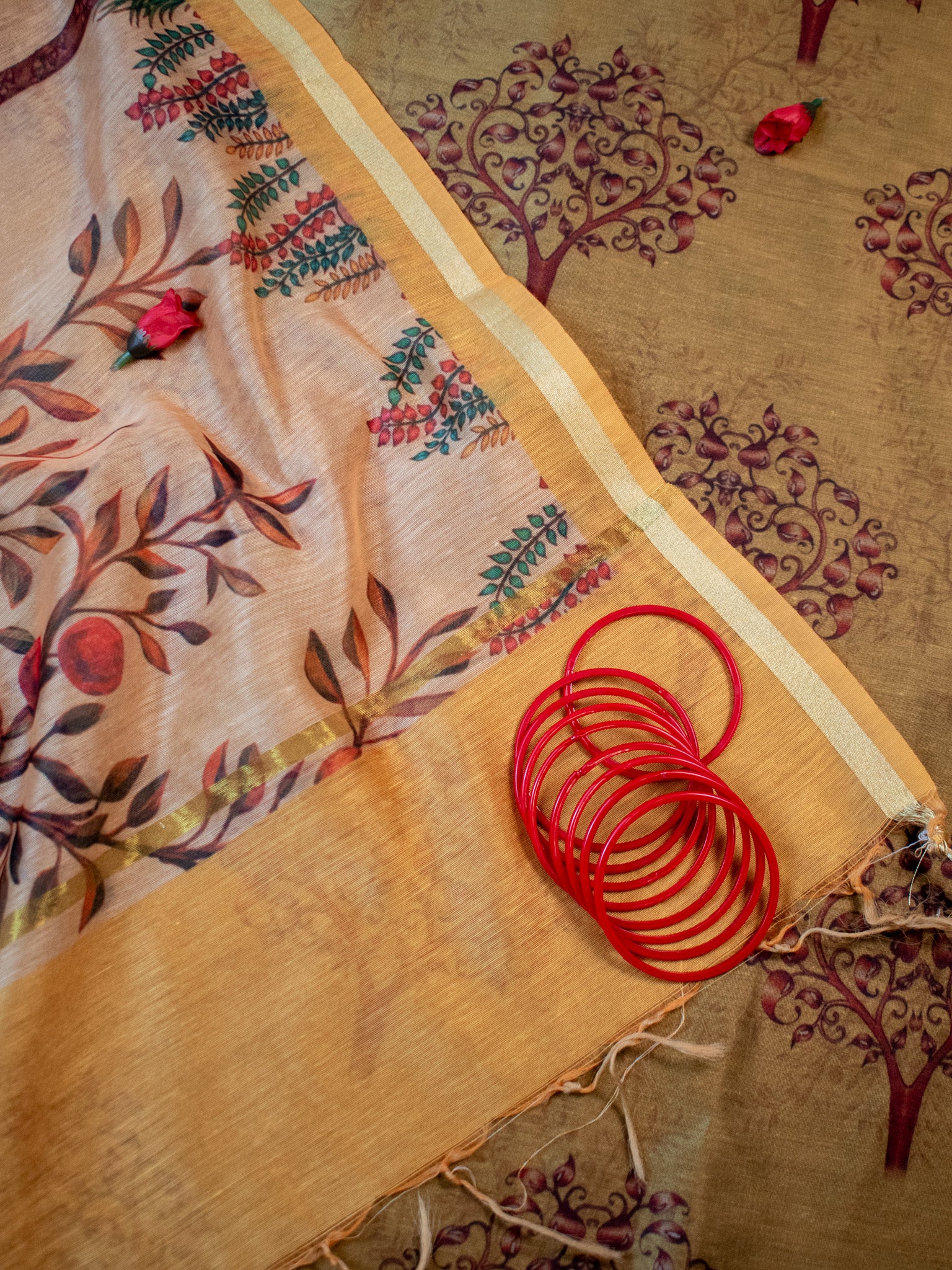 Banarasi Semi Silk Salwar Kameez Fabric With Floral Printed Dupatta-Green