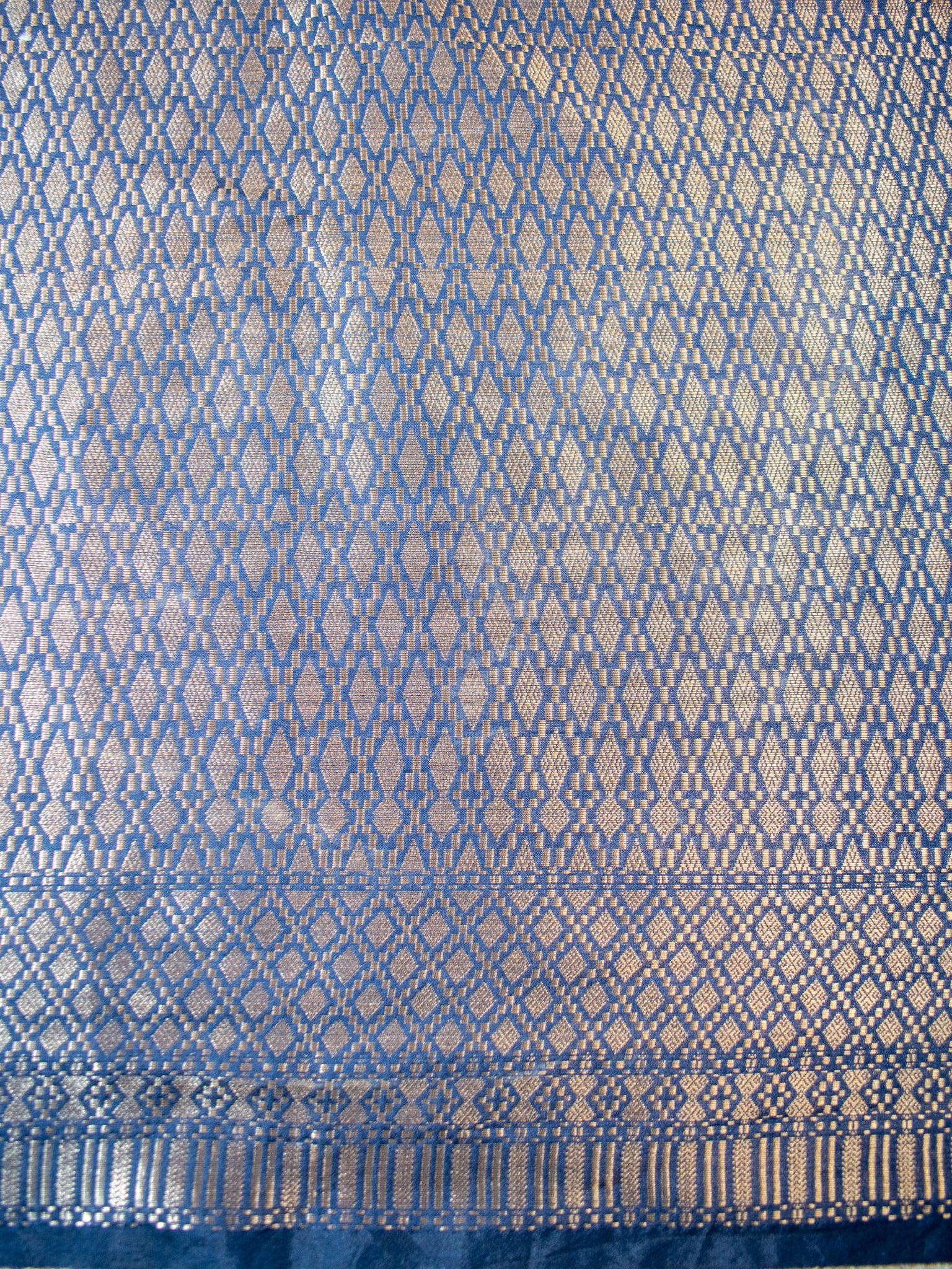 Banarasi Semi Georgette Saree with Floral Weaving & Border- Blue