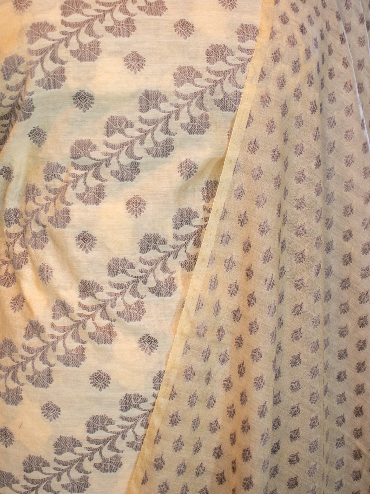 Banarasi Soft Cotton Salwar Kameez With Resham Weaving & Dupatta- Beige
