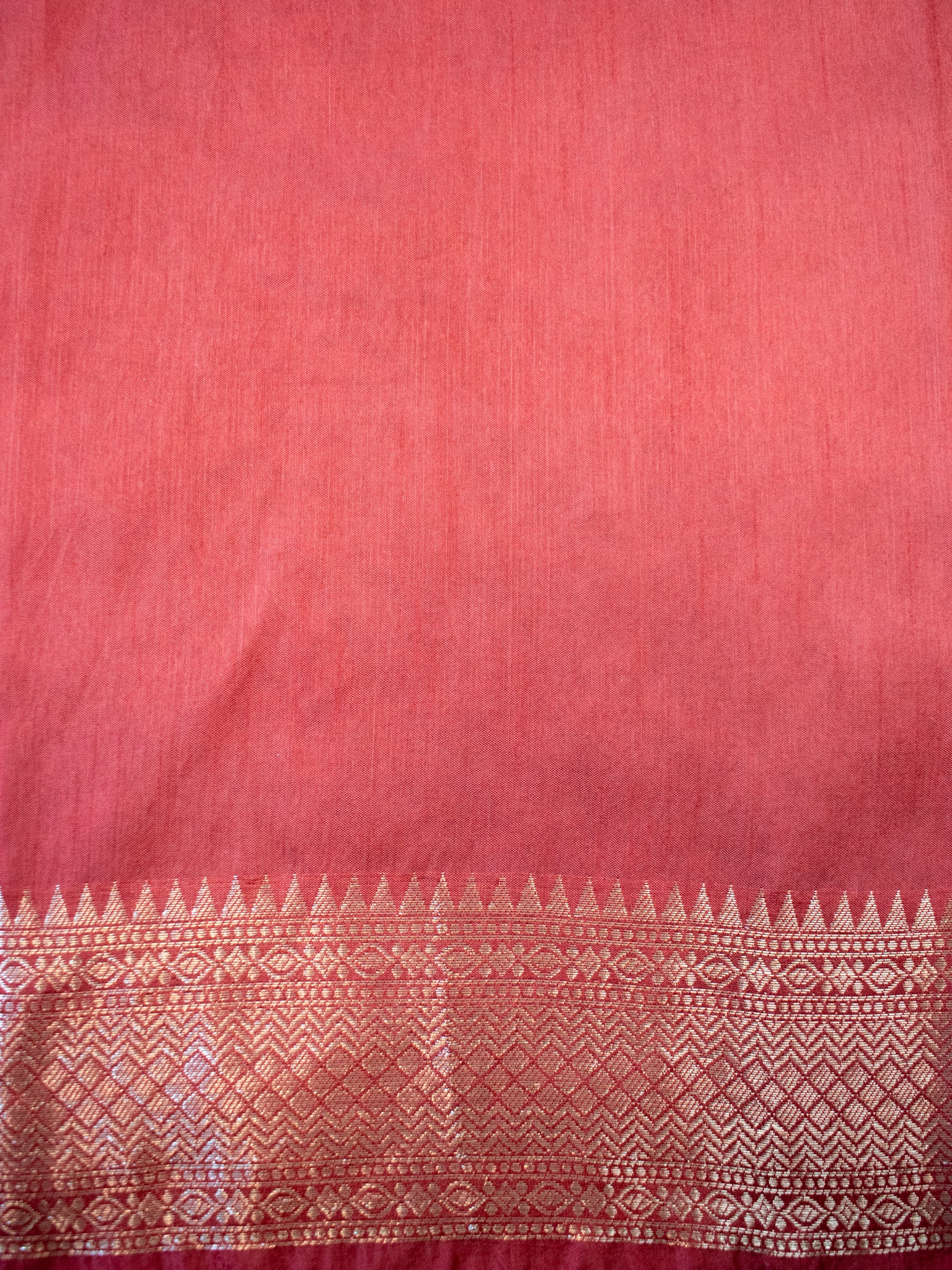 Banarasi Cotton Silk Saree With Floral Weaving & Border- Red