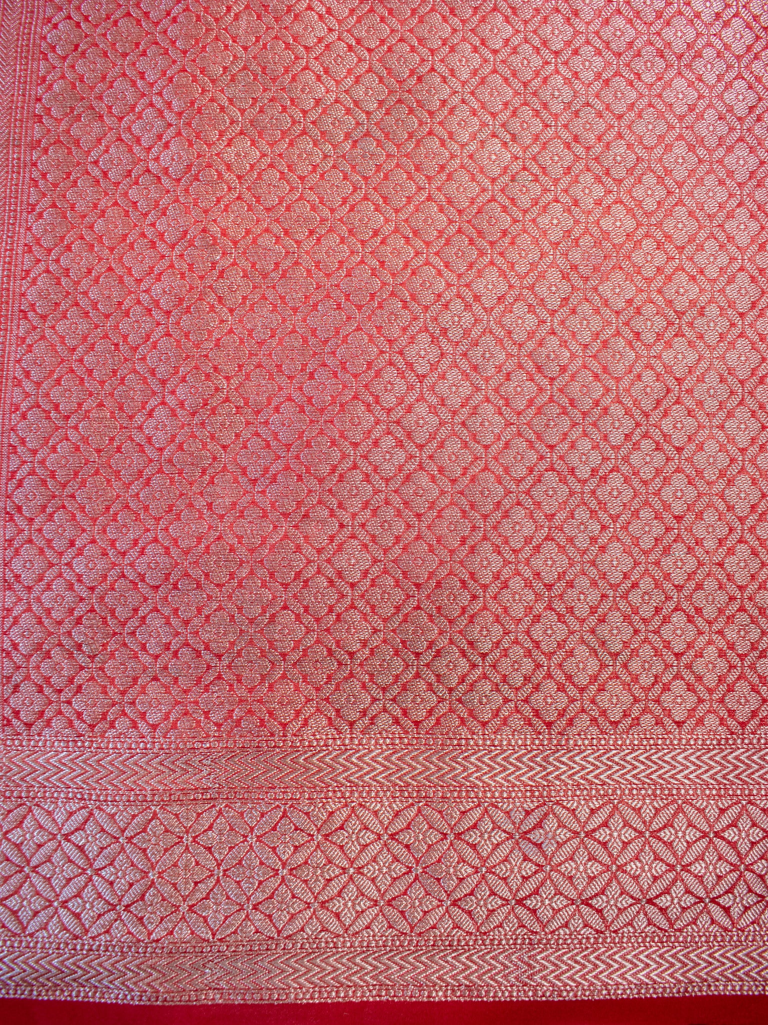 Banarasi Semi Silk Saree With Heavy Jaal Zari & Meena Weaving-Red