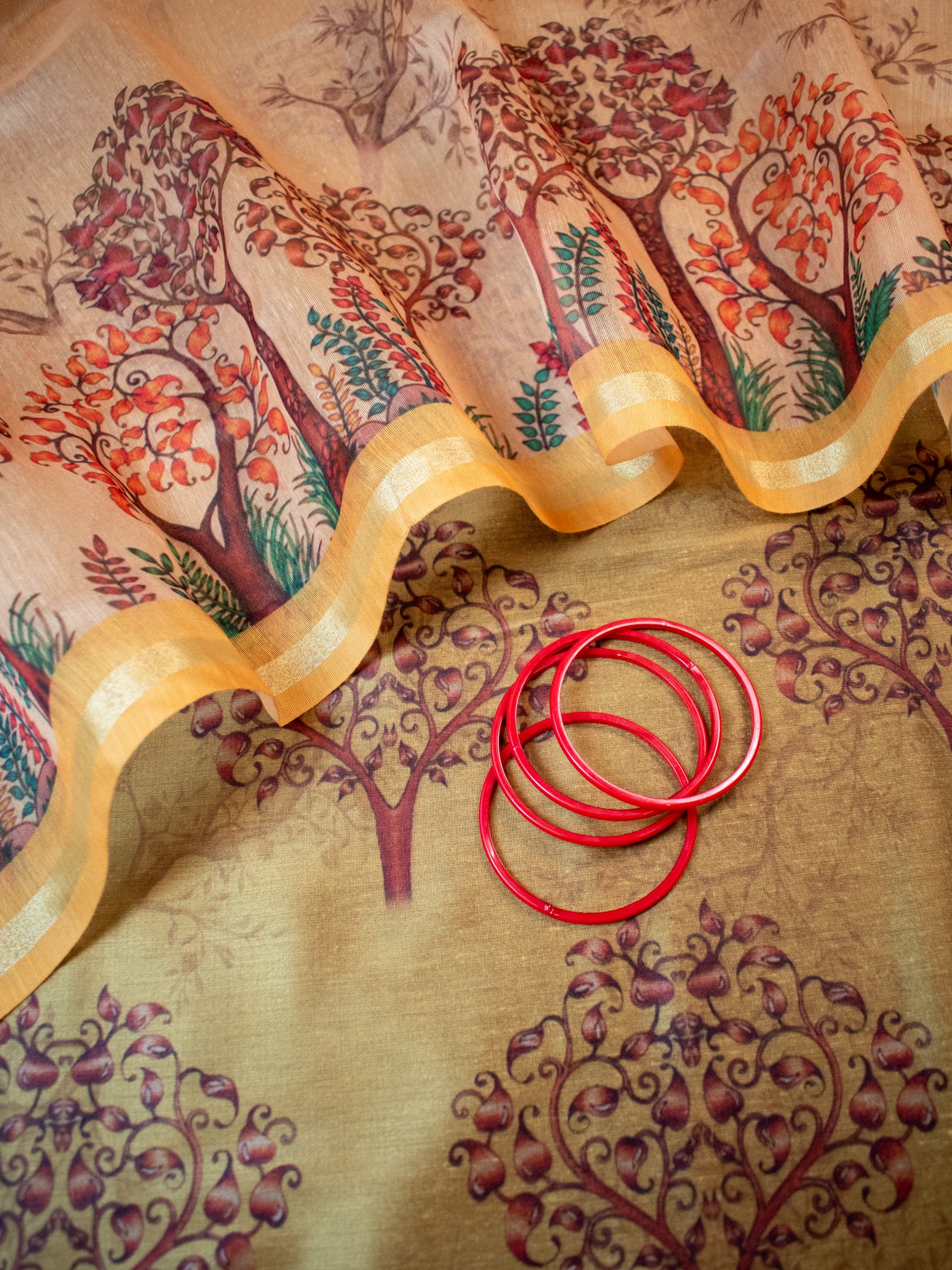 Banarasi Semi Silk Salwar Kameez Fabric With Floral Printed Dupatta-Green