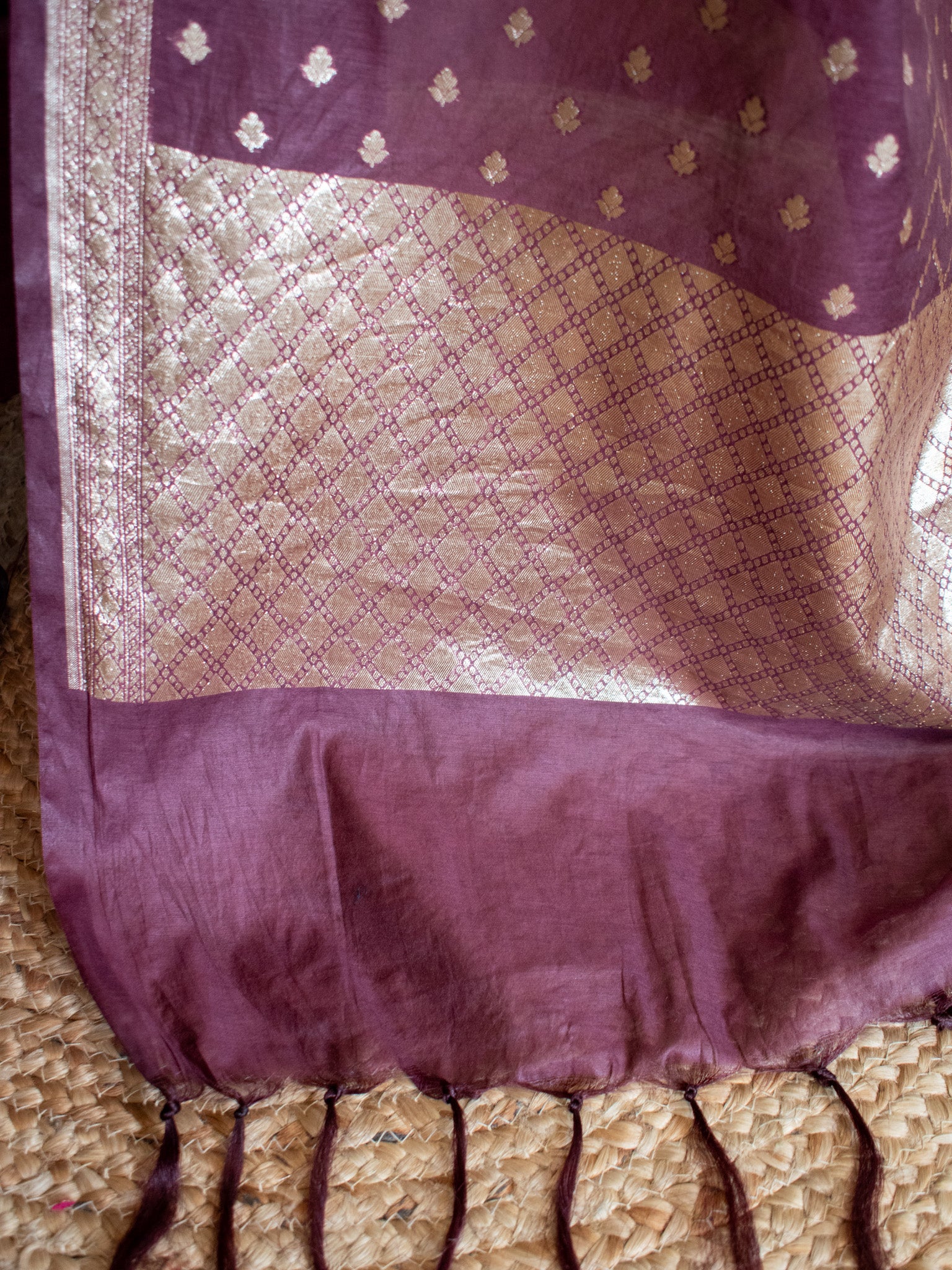 Banarasi Cotton Silk Salwar Kameez Material With Silver Zari Weaving & Dupatta-Brown