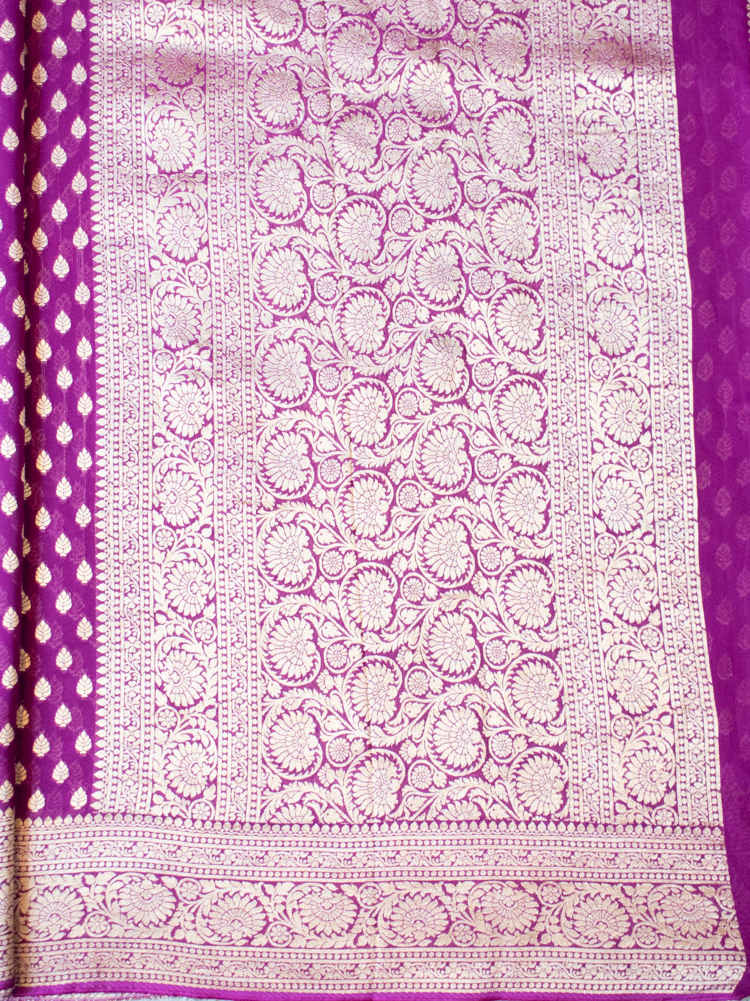 Banarasi Viscose Georgette Saree With Zari Buti Weaving-Purple